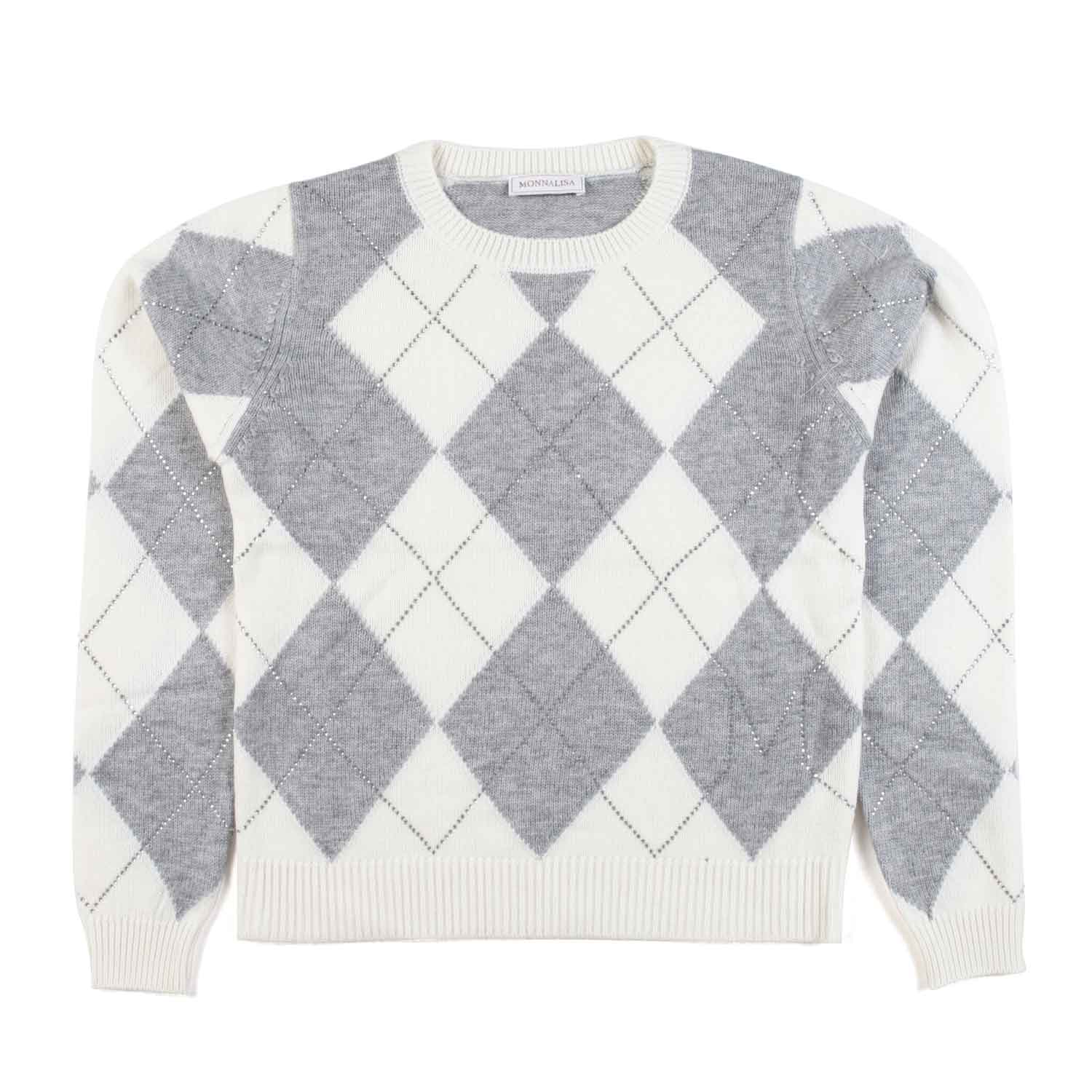 PULLOVER PANNA E GRIGIO A ROMBI - annameglio.com abbigliamento moda