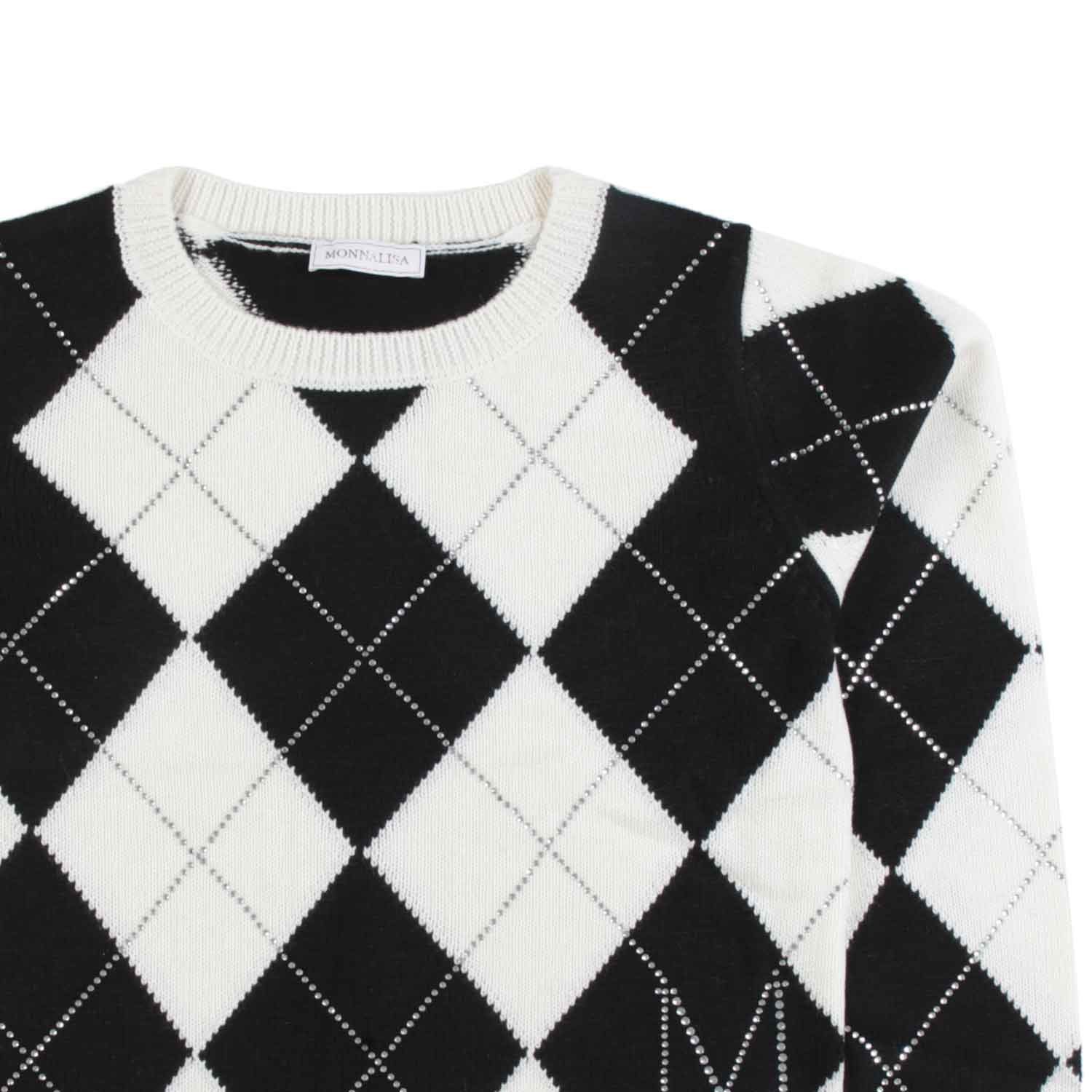 PULLOVER PANNA E NERO A ROMBI - annameglio.com abbigliamento moda