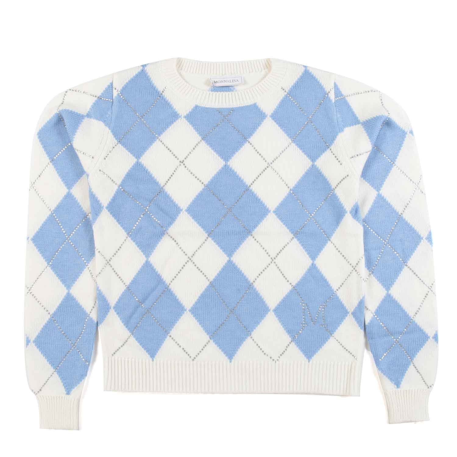 PULLOVER PANNA E CELESTE A ROMBI - annameglio.com abbigliamento moda