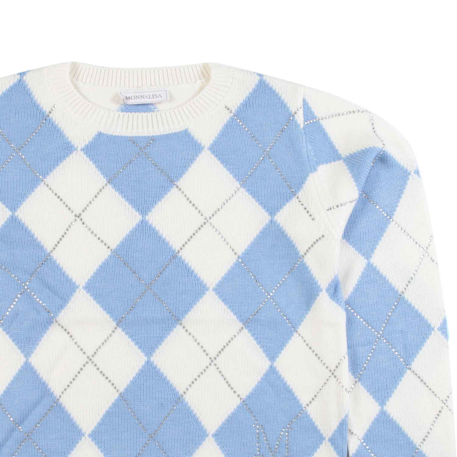 PULLOVER PANNA E CELESTE A ROMBI - annameglio.com abbigliamento moda