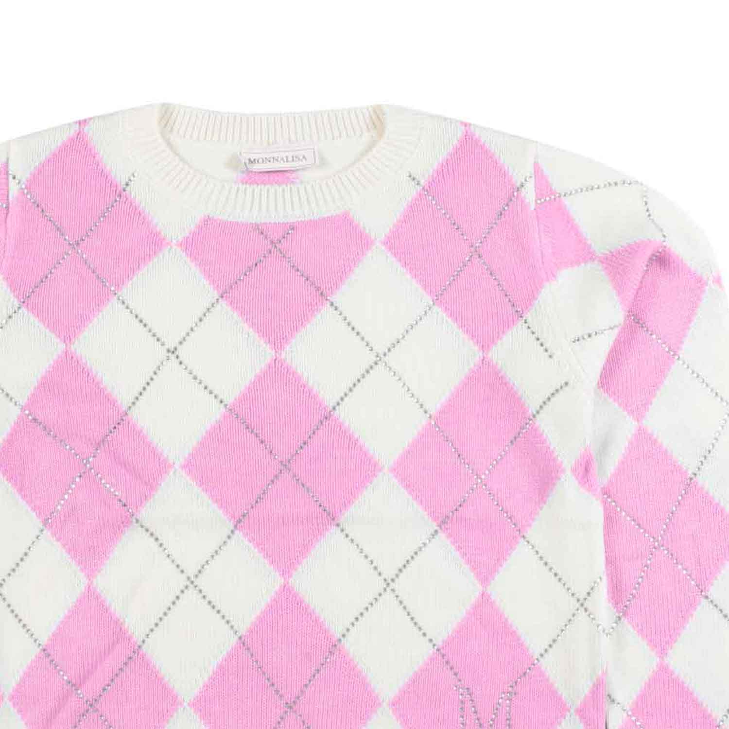 PULLOVER PANNA E ROSA A ROMBI - annameglio.com abbigliamento moda