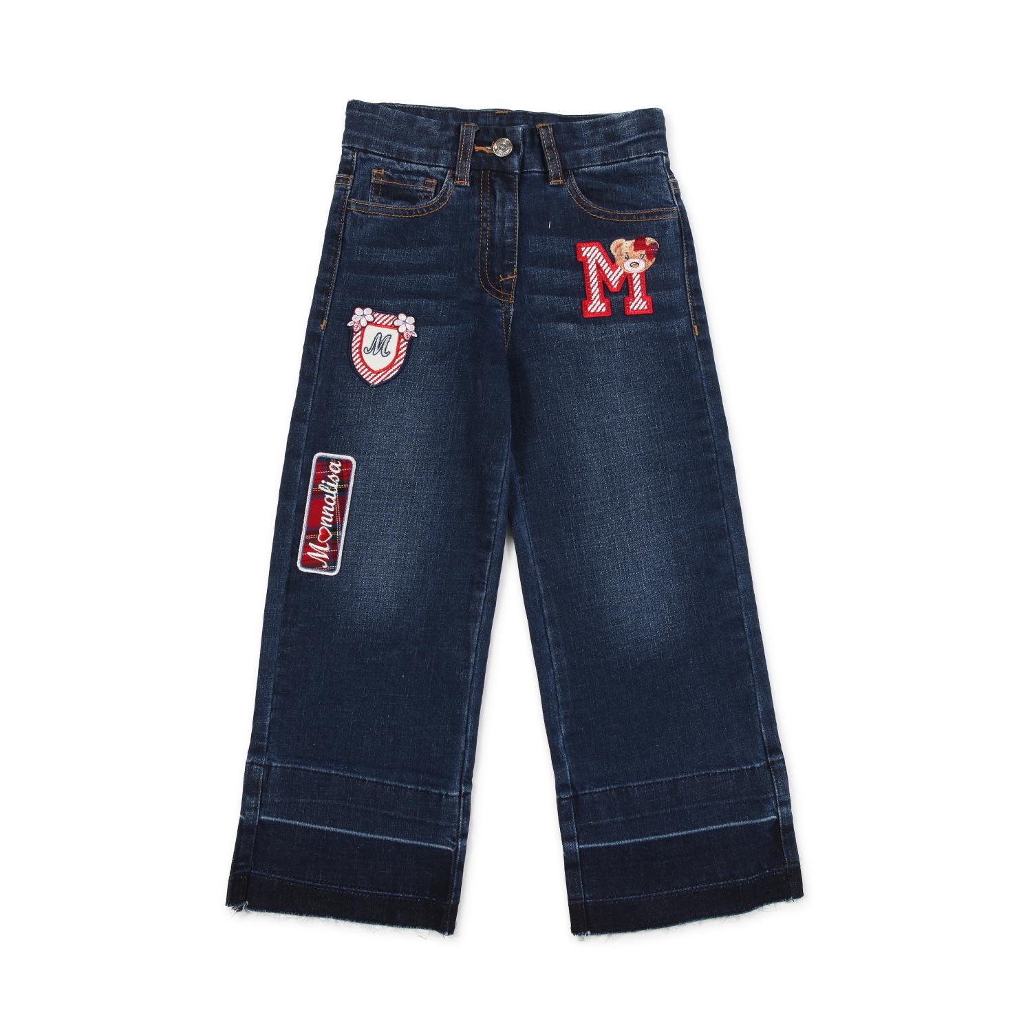 JEANS BLU SCURO BAMBINA CON PATCH COLORATE - annameglio.com abbigliamento moda