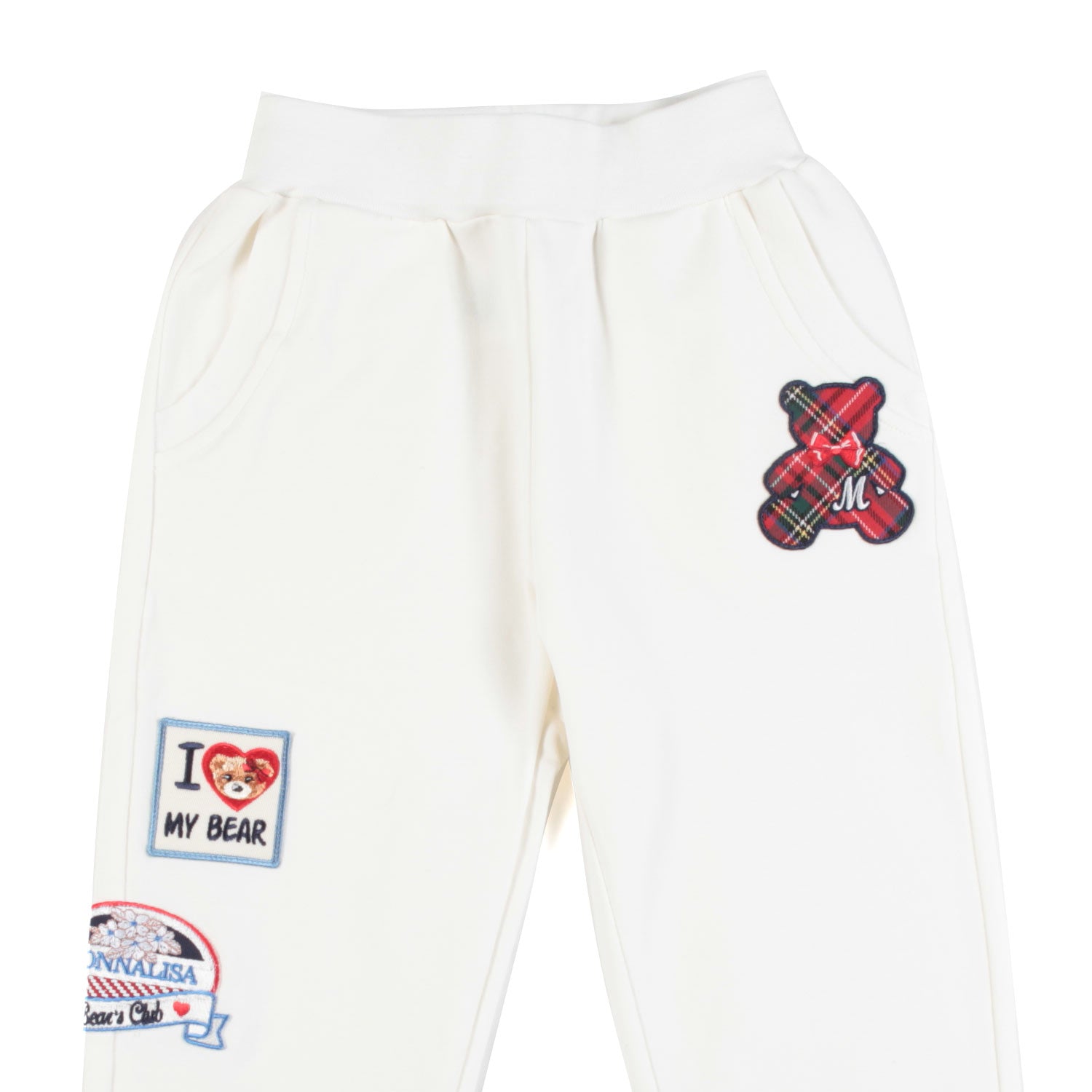 PANTALONE JOGGER BIANCO PANNA CON PATCH COLORATE - annameglio.com abbigliamento moda