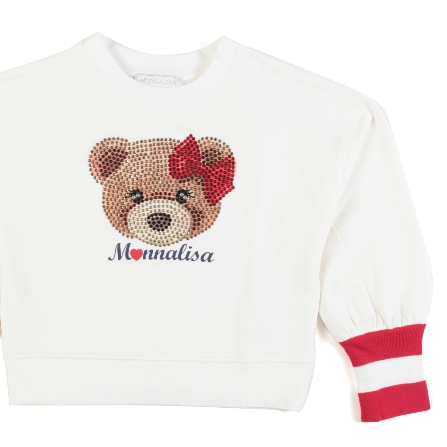 FELPA BIANCO PANNA CON ORSACCHIOTTA BAMBINA - annameglio.com abbigliamento moda