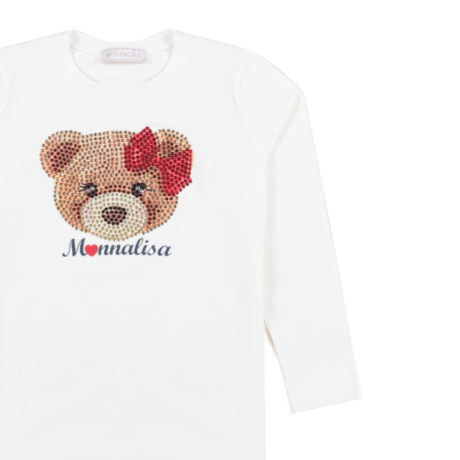 T-SHIRT MANICA LUNGA BIANCO PANNA CON ORSACCHIOTTA - annameglio.com abbigliamento moda