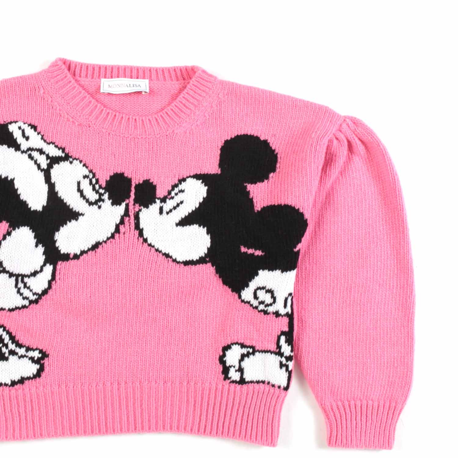 PULLOVER CROPPED FUCSIA CON MINNIE E TOPOLINO - annameglio.com abbigliamento moda