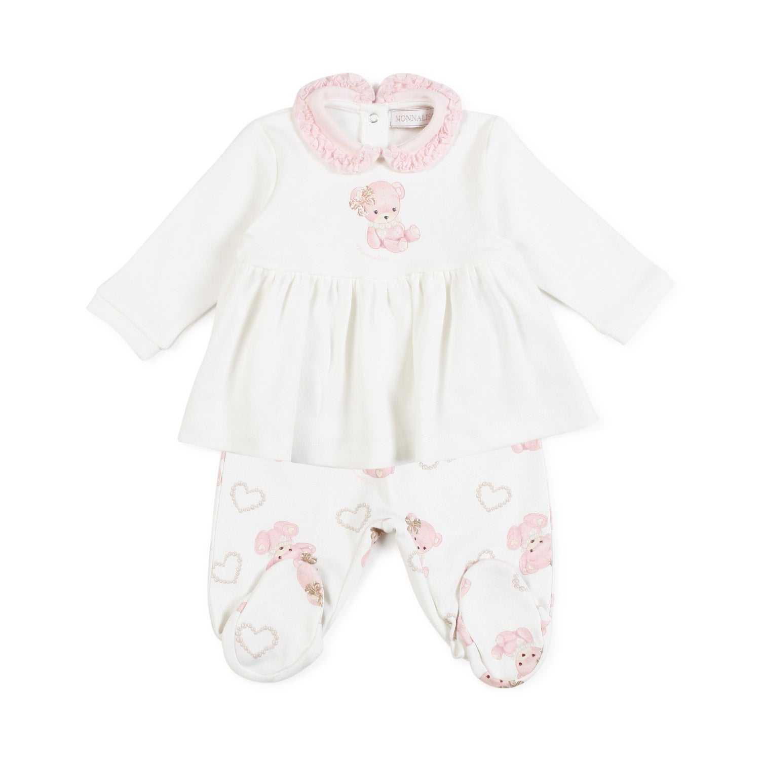 TUTINA 2 PEZZI BIANCA E ROSA NEONATA - annameglio.com abbigliamento moda