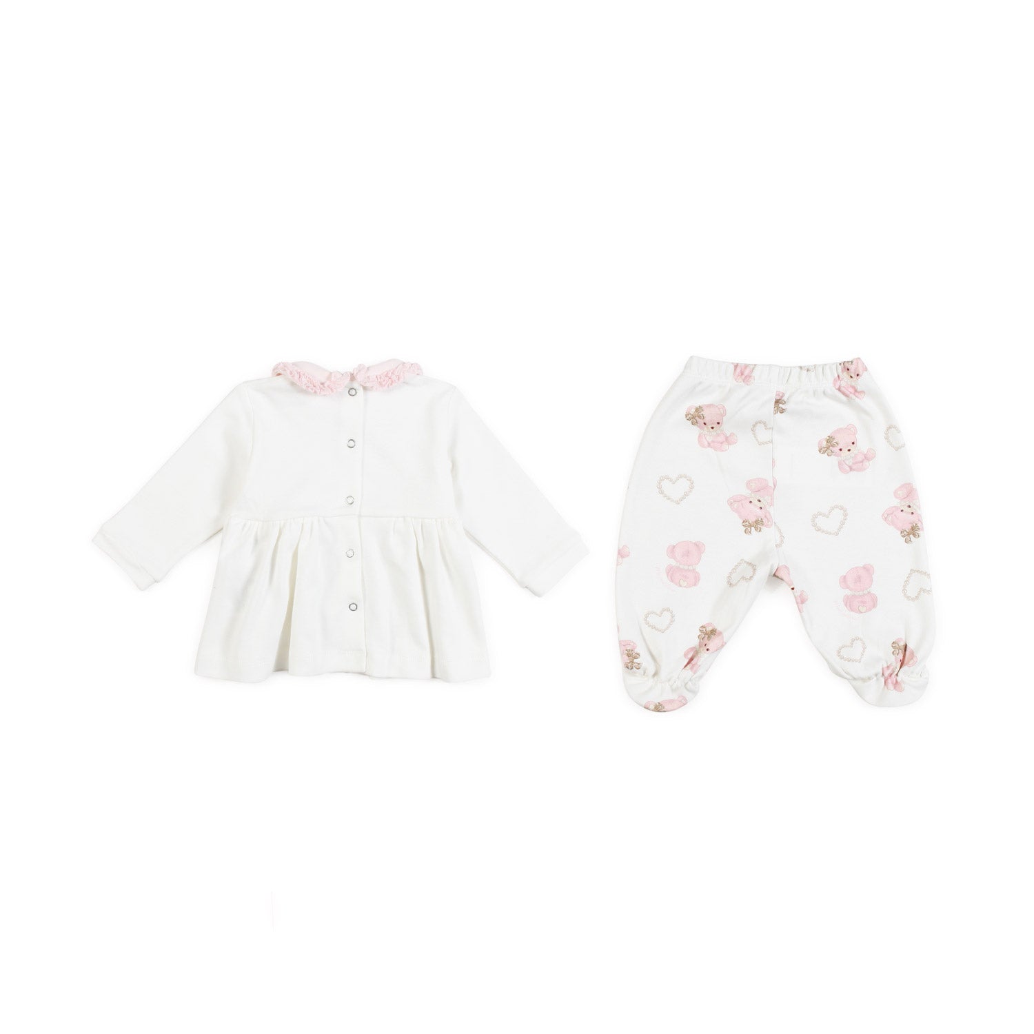 TUTINA 2 PEZZI BIANCA E ROSA NEONATA - annameglio.com abbigliamento moda
