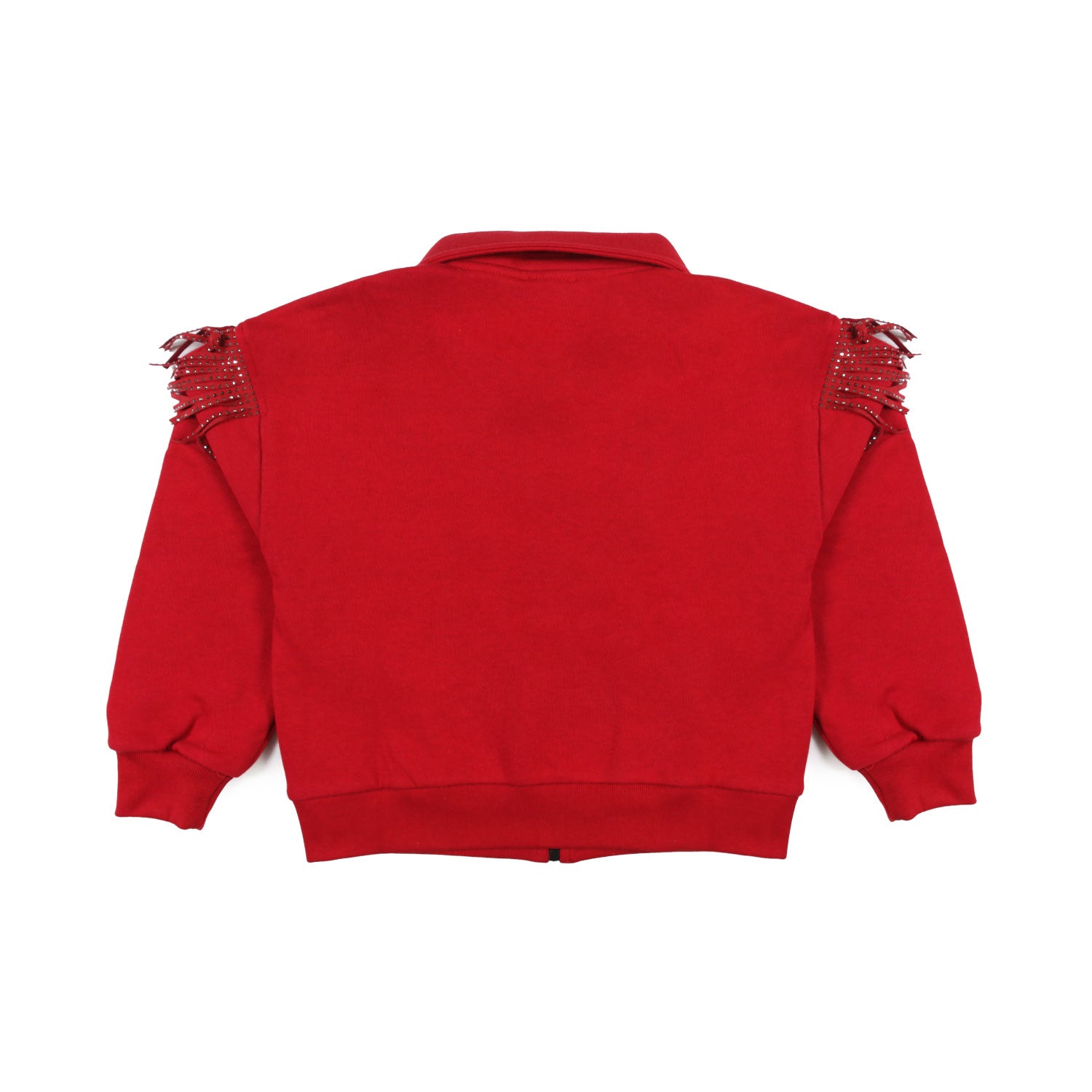 FELPA ROSSA CON FRANGE BAMBINA E TEENAGER - annameglio.com abbigliamento moda