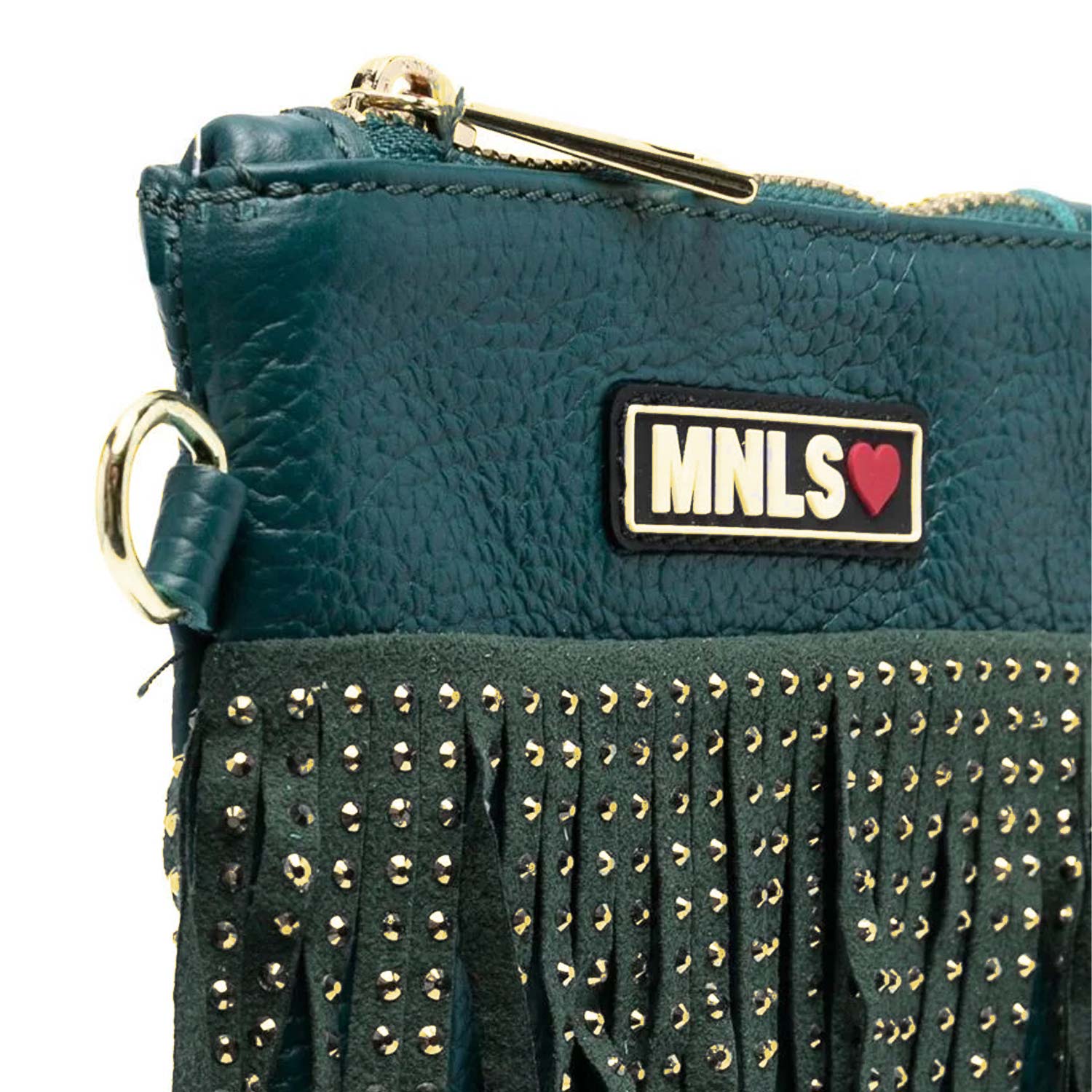 BORSETTA TRACOLLA VERDE CON FRANGE E BORCHIE - annameglio.com abbigliamento moda