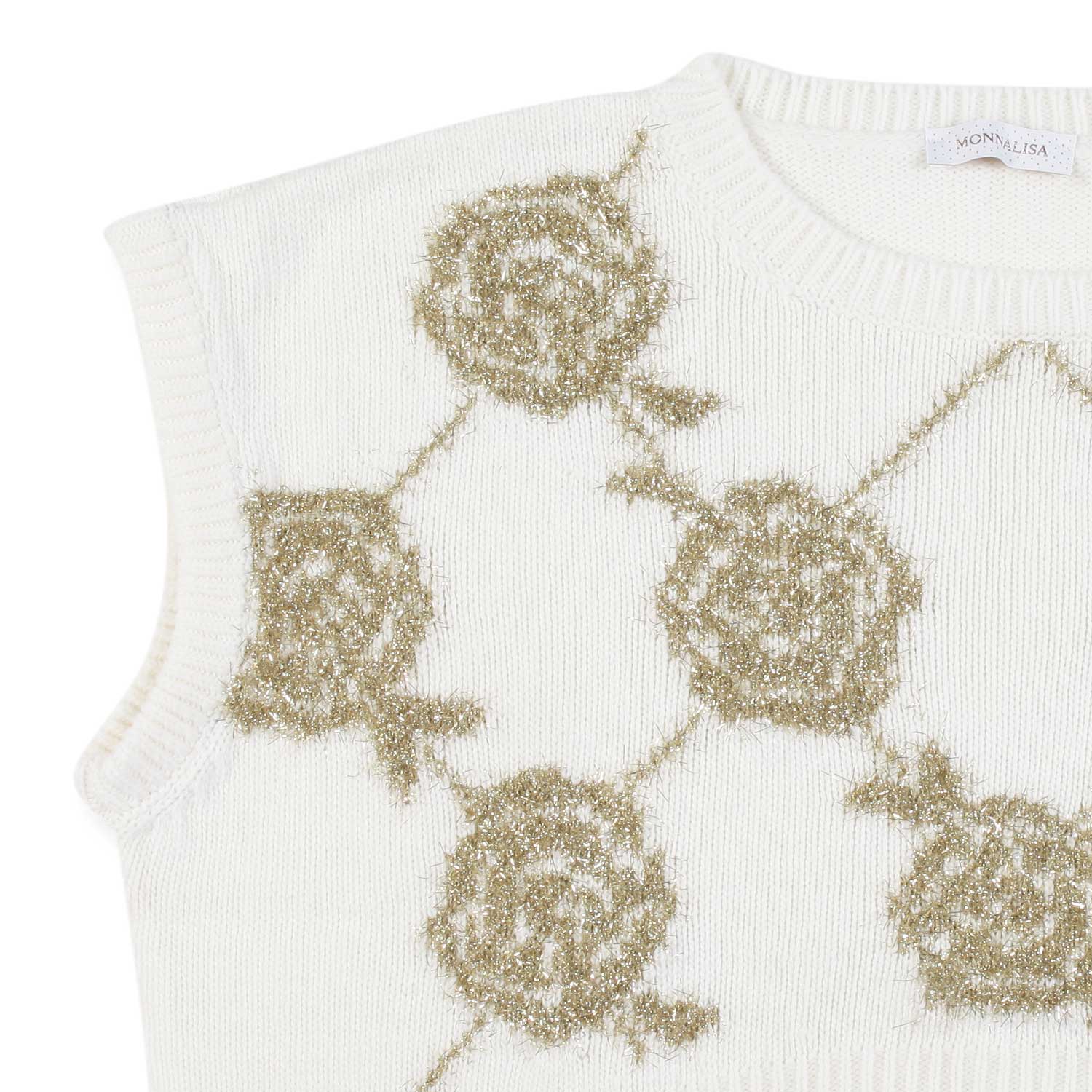 GILET CROPPED DI LANA BIANCO LATTE E ORO - annameglio.com abbigliamento moda