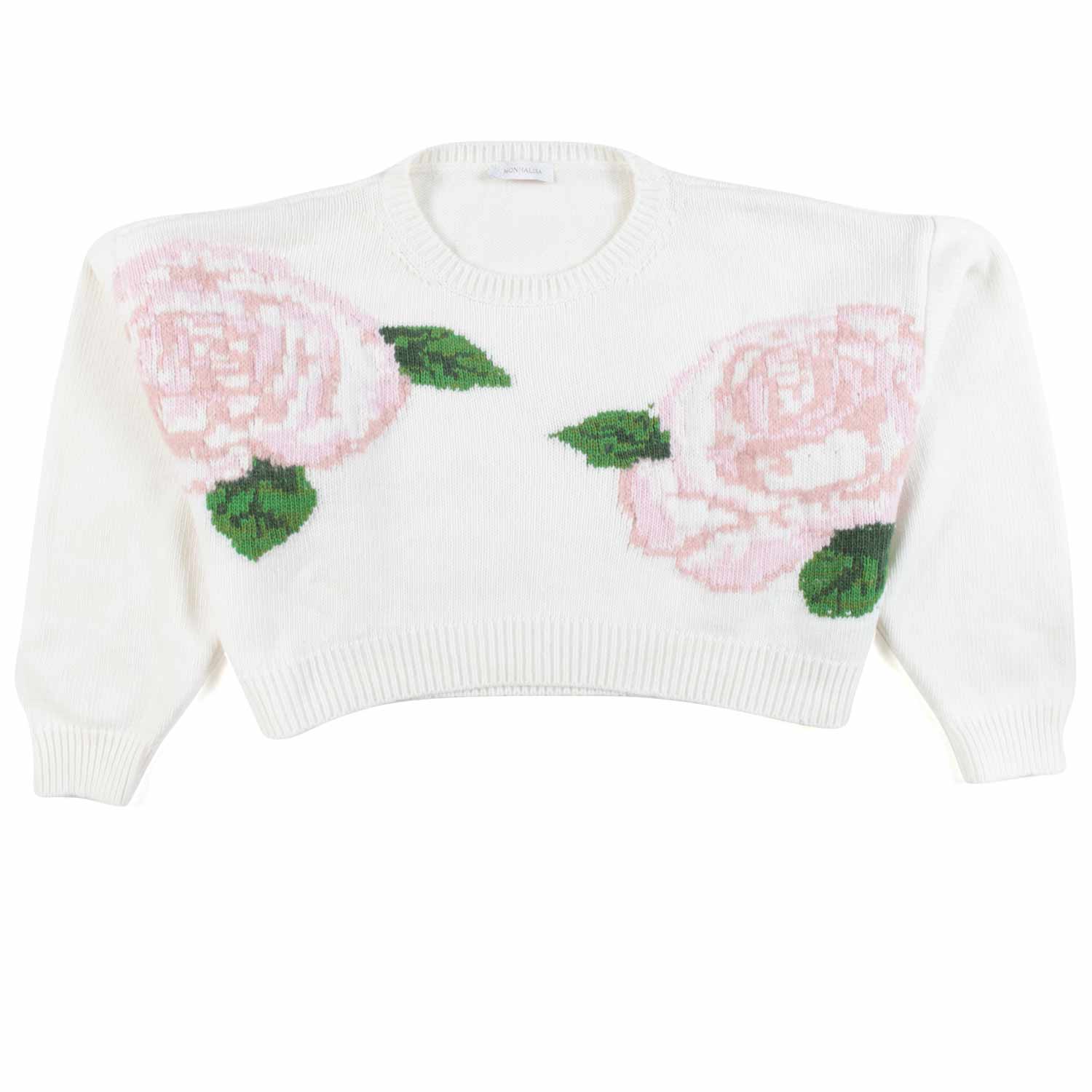 PULLOVER CROPPED PANNA CON ROSE - annameglio.com abbigliamento moda