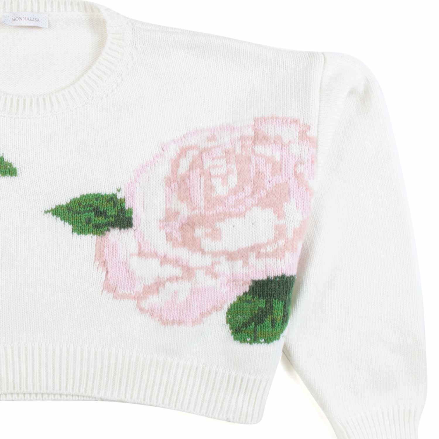 PULLOVER CROPPED PANNA CON ROSE - annameglio.com abbigliamento moda