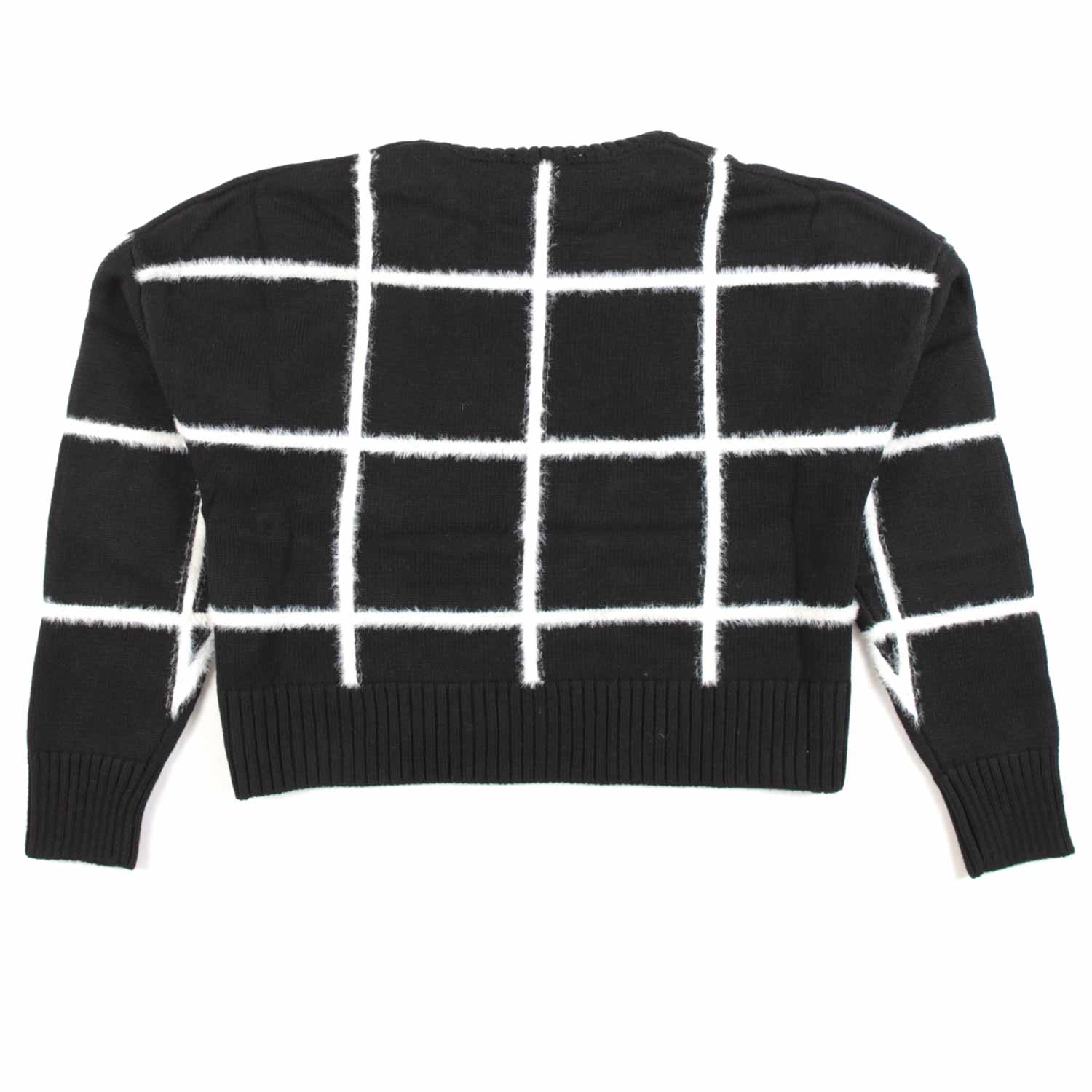 PULLOVER CROPPED NERO E BIANCO A QUADRI - annameglio.com abbigliamento moda