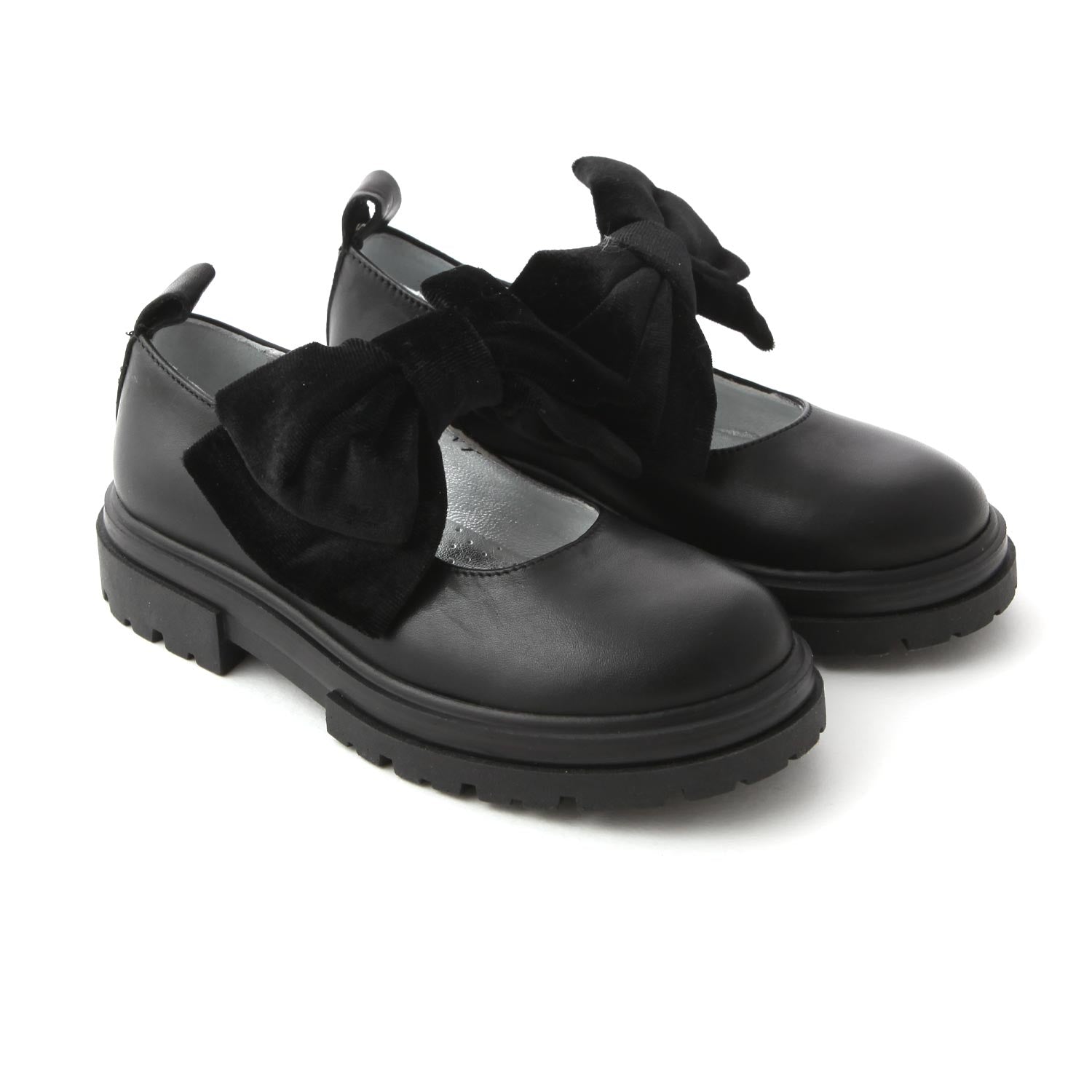 BALLERINE NAPPA NERE CON MAXIFIOCCO BAMBINA - annameglio.com abbigliamento moda