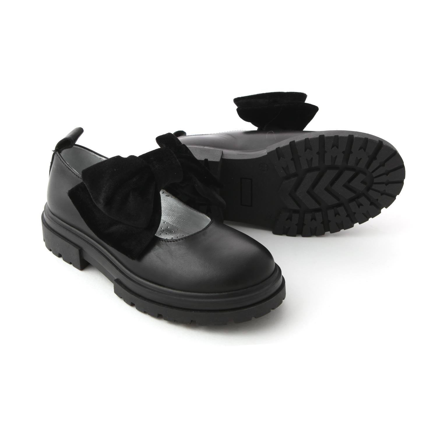 BALLERINE NAPPA NERE CON MAXIFIOCCO BAMBINA - annameglio.com abbigliamento moda