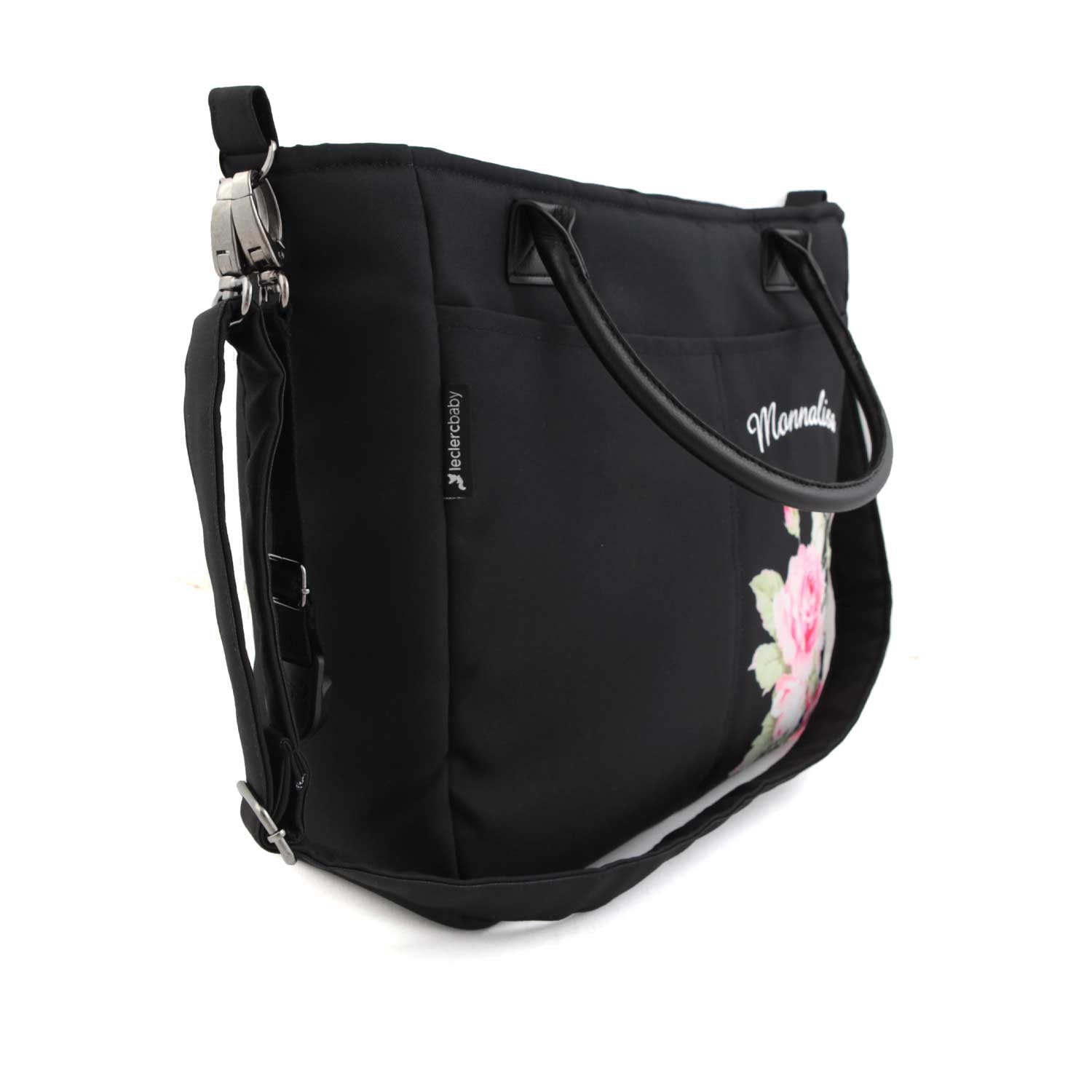 BORSA FASCIATOIO NERA CON STAMPA FLOREALE - annameglio.com abbigliamento moda