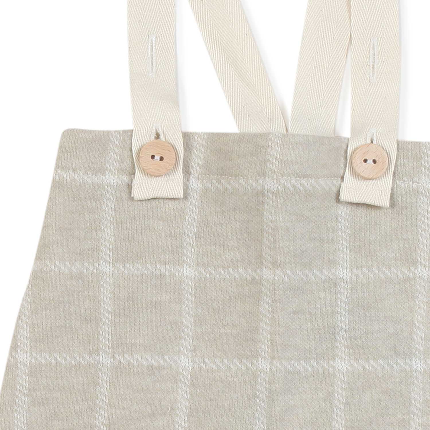 PANTALONE BEIGE A QUADRI CON BRETELLE - annameglio.com abbigliamento moda