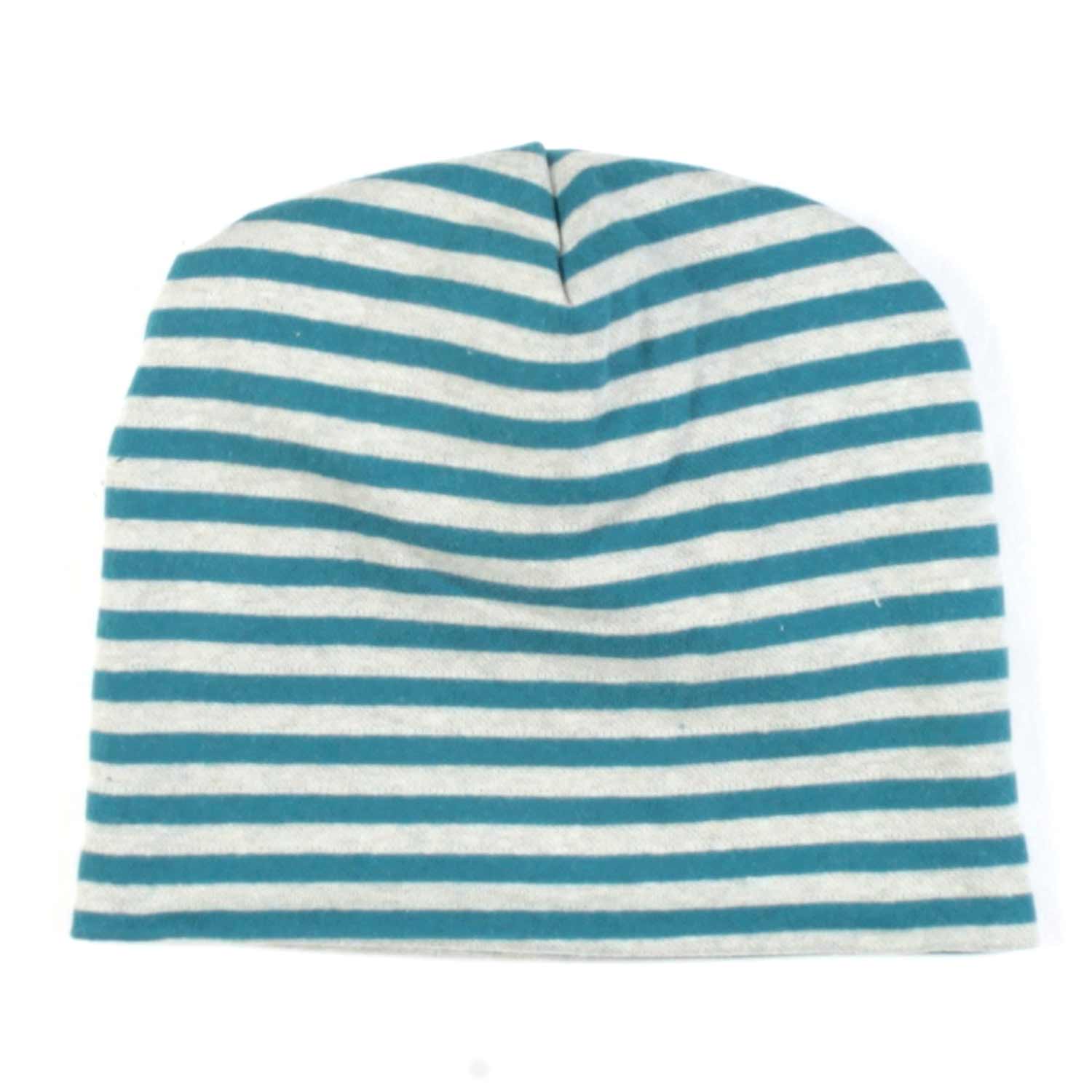 CAPPELLO BABY GRIGIO E VERDE PETROLIO A RIGHE - annameglio.com abbigliamento moda