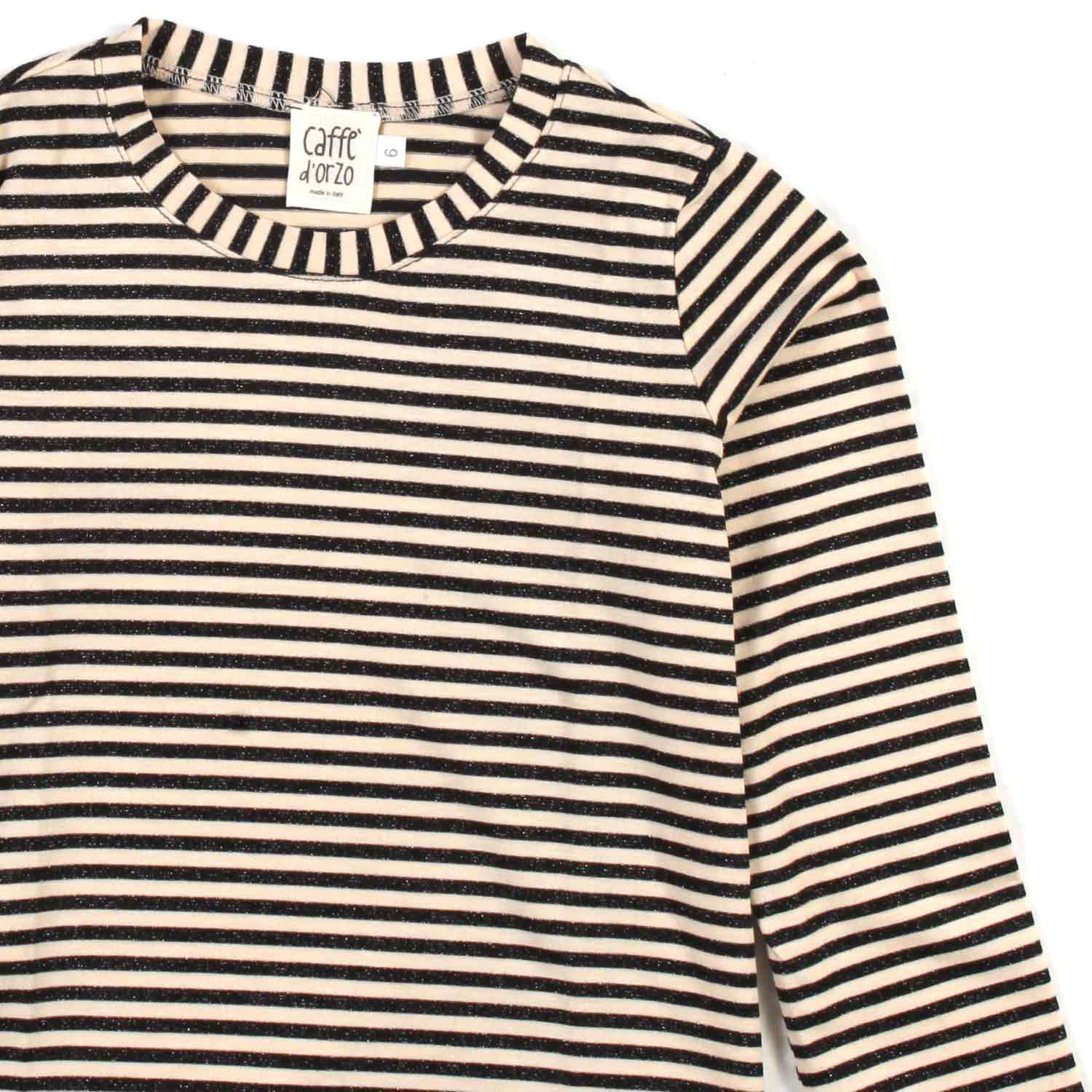 T-SHIRT VALERIA VANIGLIA E NERA A RIGHE BAMBINA - annameglio.com abbigliamento moda