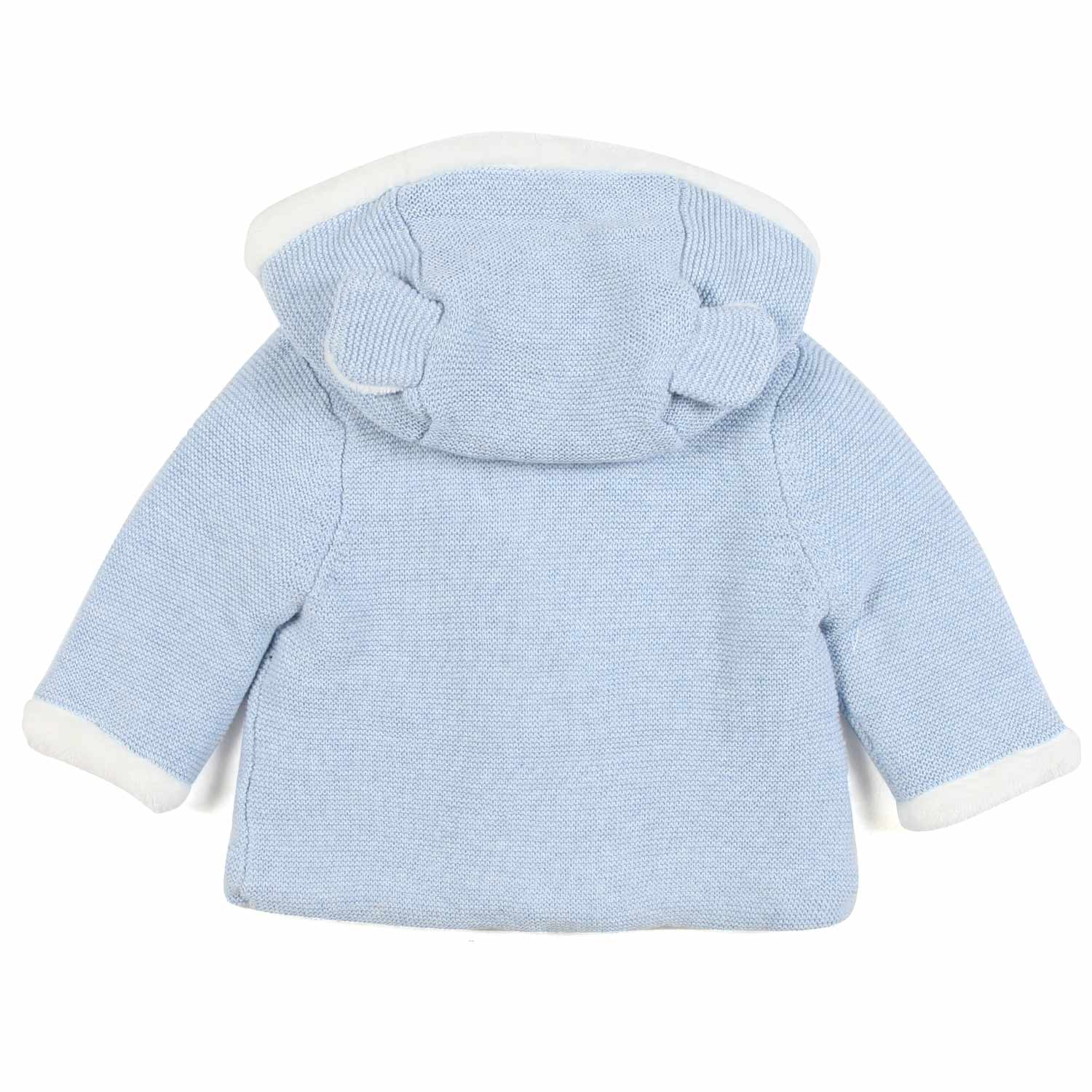 CAPPOTTINO CELESTE E BIANCO CON CAPPUCCIO NEONATO - annameglio.com abbigliamento moda