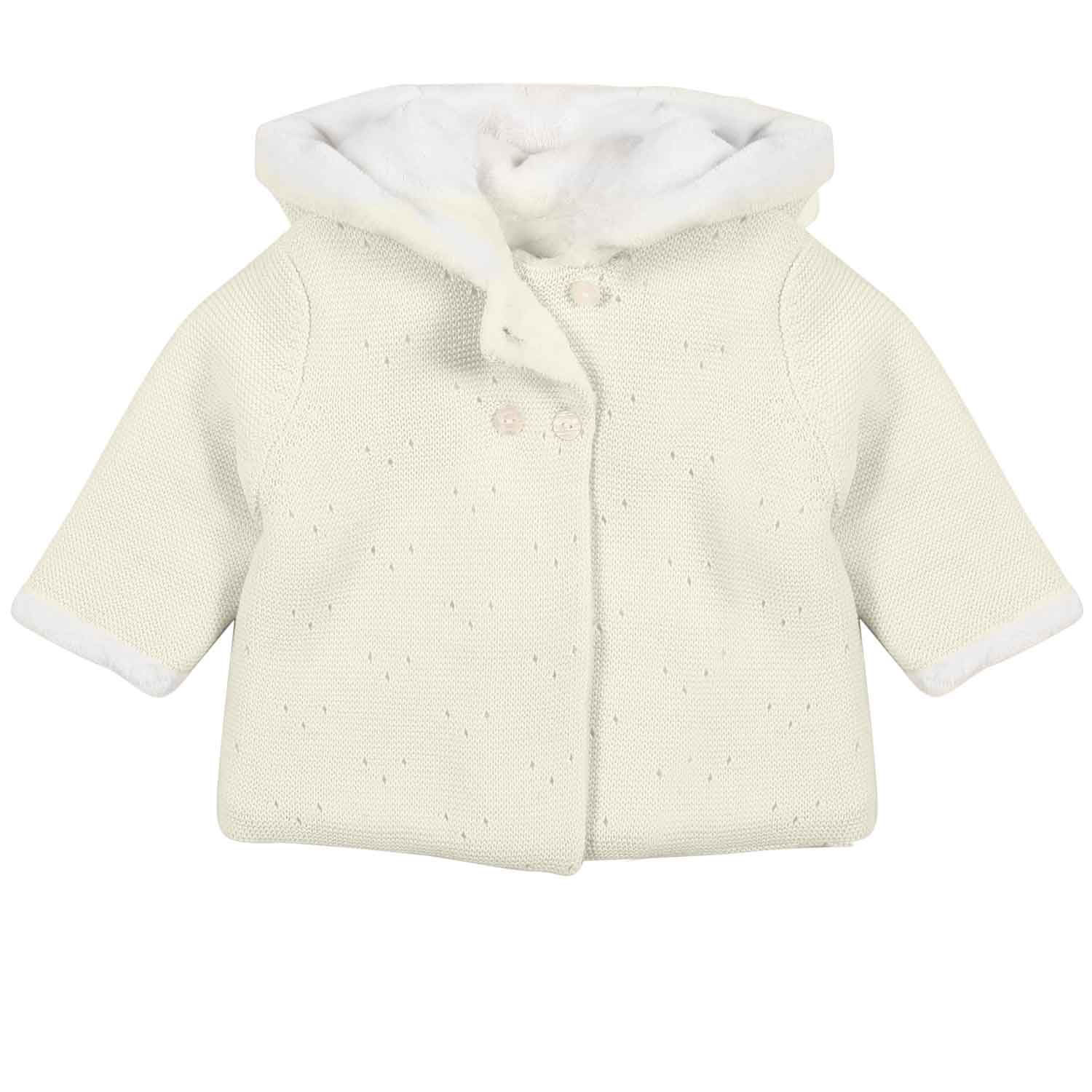 CAPPOTTINO BIANCO CALDO CON CAPPUCCIO NEONATA - annameglio.com abbigliamento moda