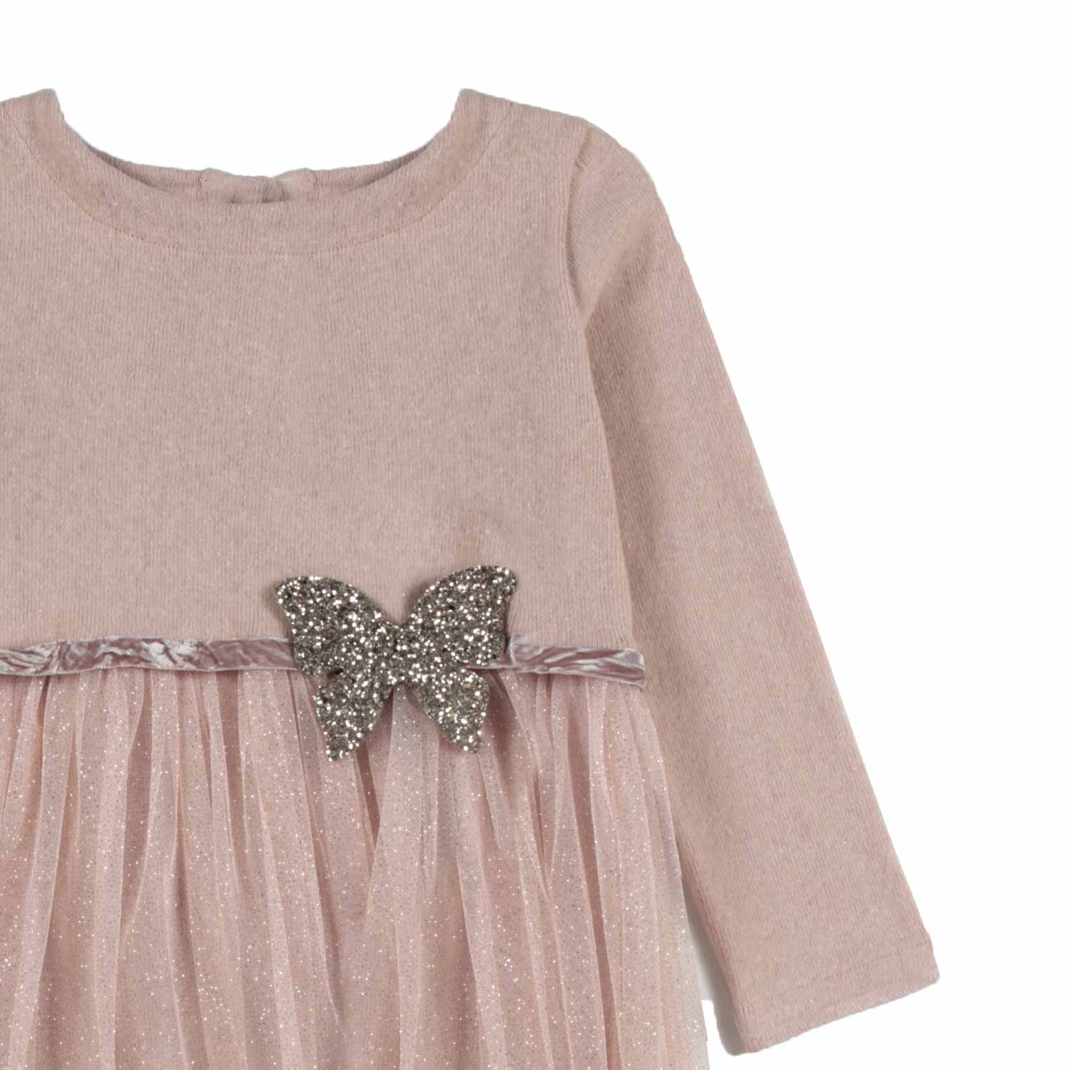ABITO ROSA PALLIDO E GLITTER ORO BAMBINA - annameglio.com abbigliamento moda