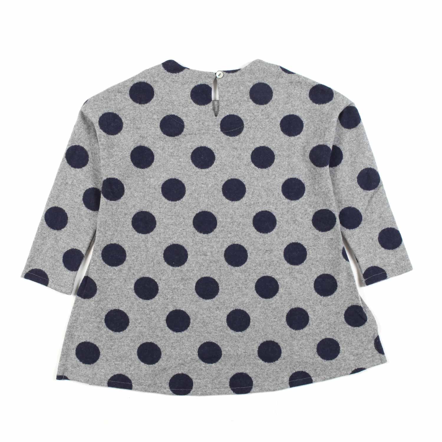 MAXI MAGLIA GRIGIA CON POIS BLU NAVY BAMBINA - annameglio.com abbigliamento moda