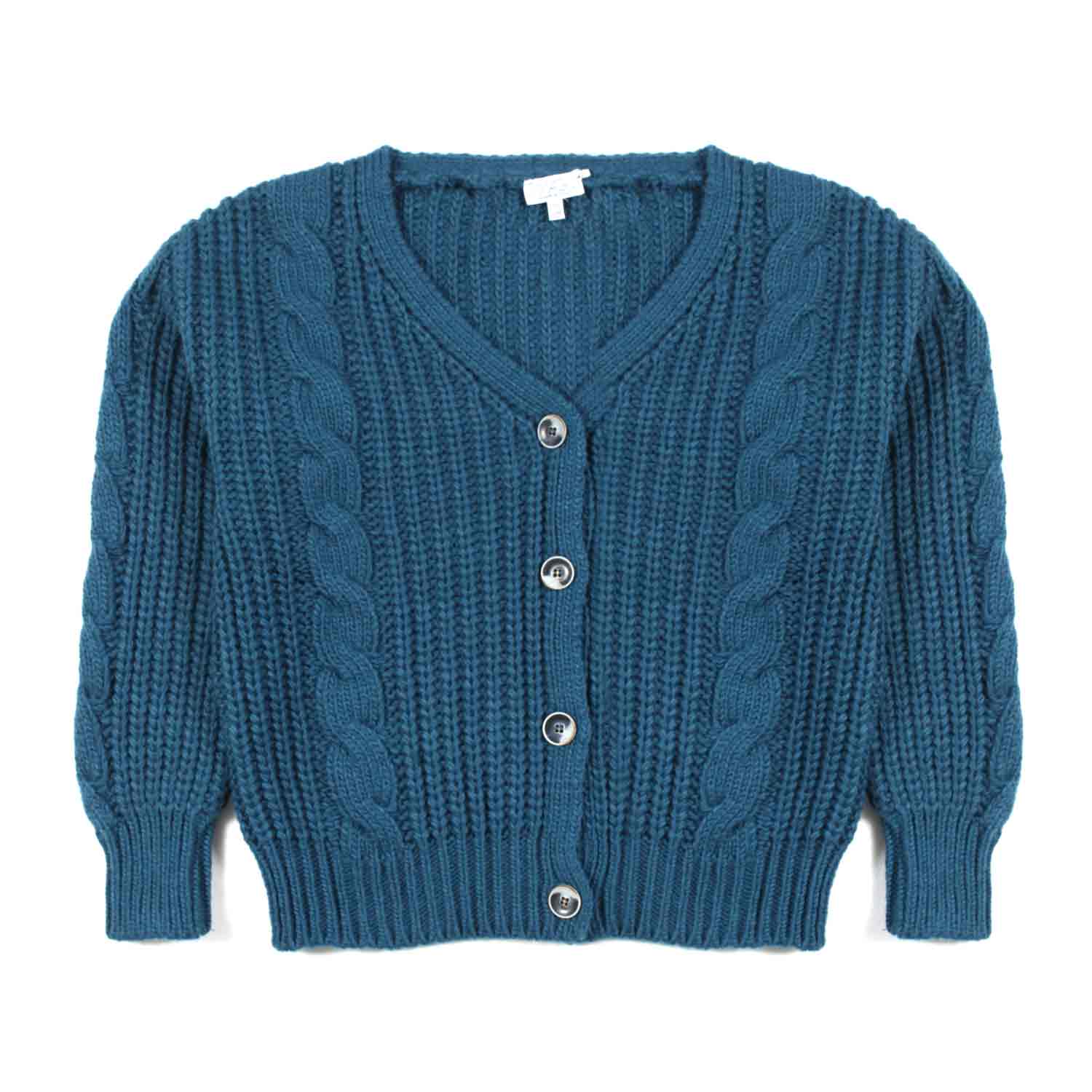 CARDIGAN BLU PETROLIO BAMBINA E TEEN - annameglio.com abbigliamento moda