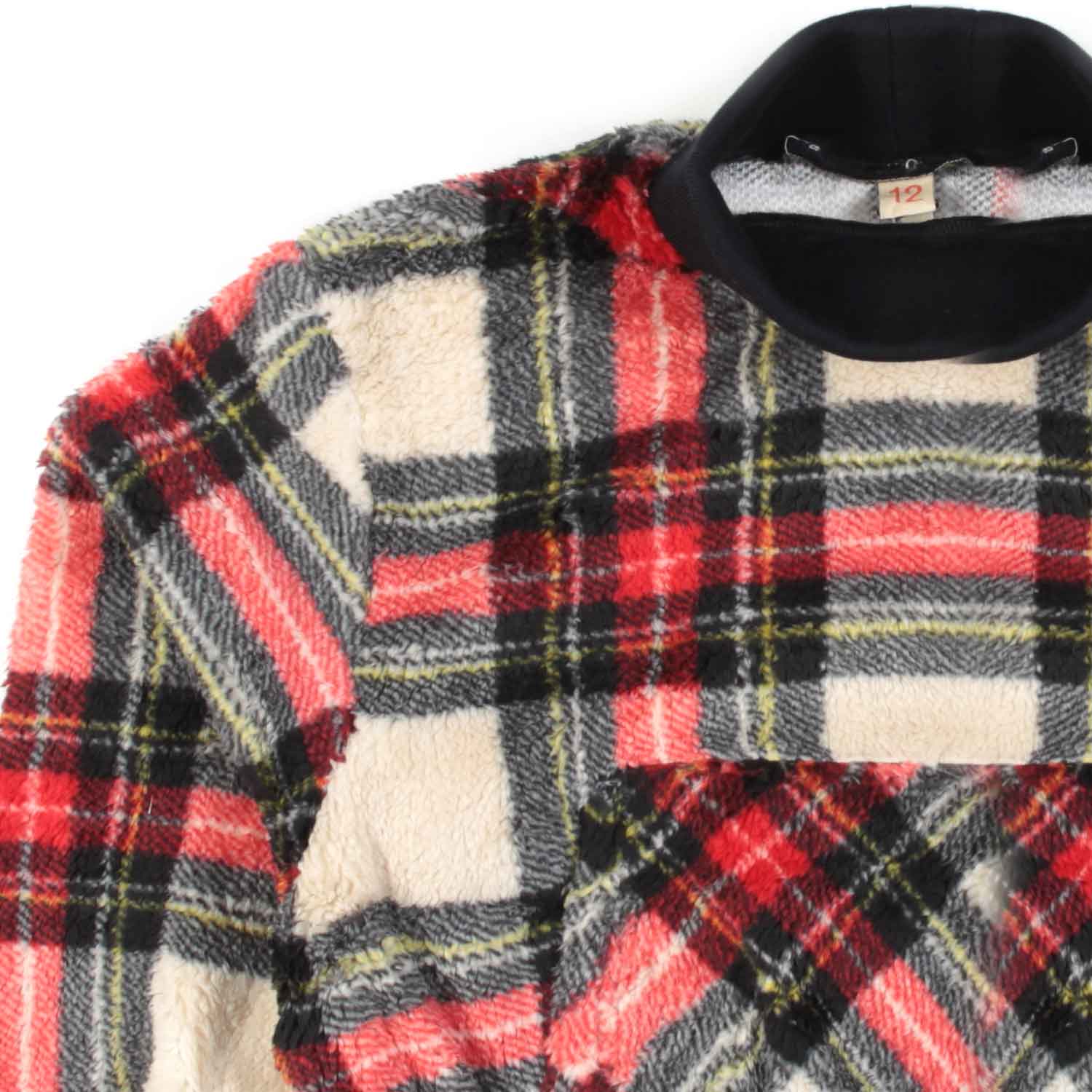 FELPA UNISEX TARTAN NERA, ROSSA E PANNA - annameglio.com abbigliamento moda