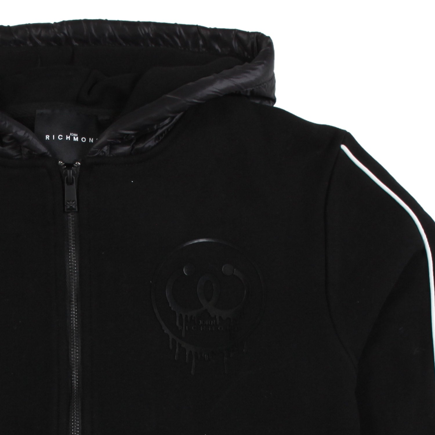 FELPA NERA CON CAPPUCCIO E DETTAGLI NYLON - annameglio.com abbigliamento moda