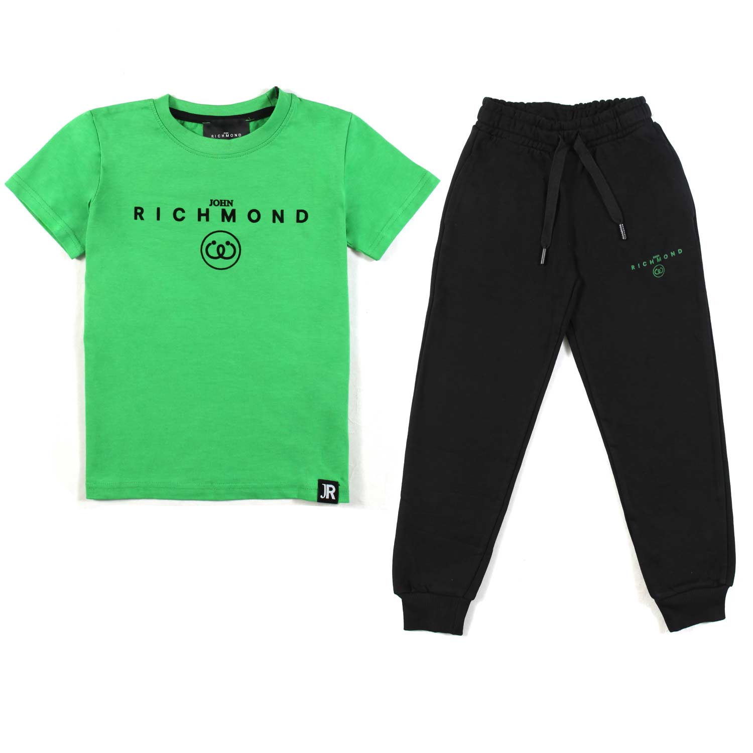 SET UNISEX T-SHIRT VERDE E PANTALONE JOGGER NERO - annameglio.com abbigliamento moda