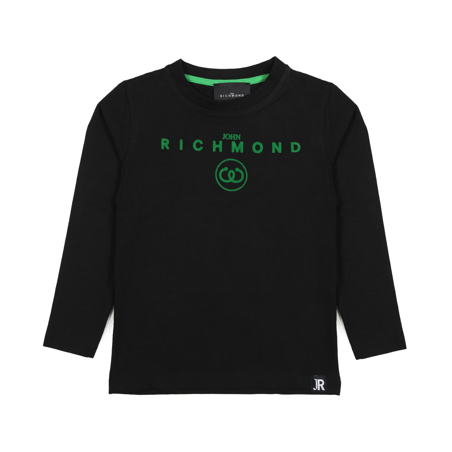 T-SHIRT MANICA LUNGA NERA CON LOGO VERDE - annameglio.com abbigliamento moda