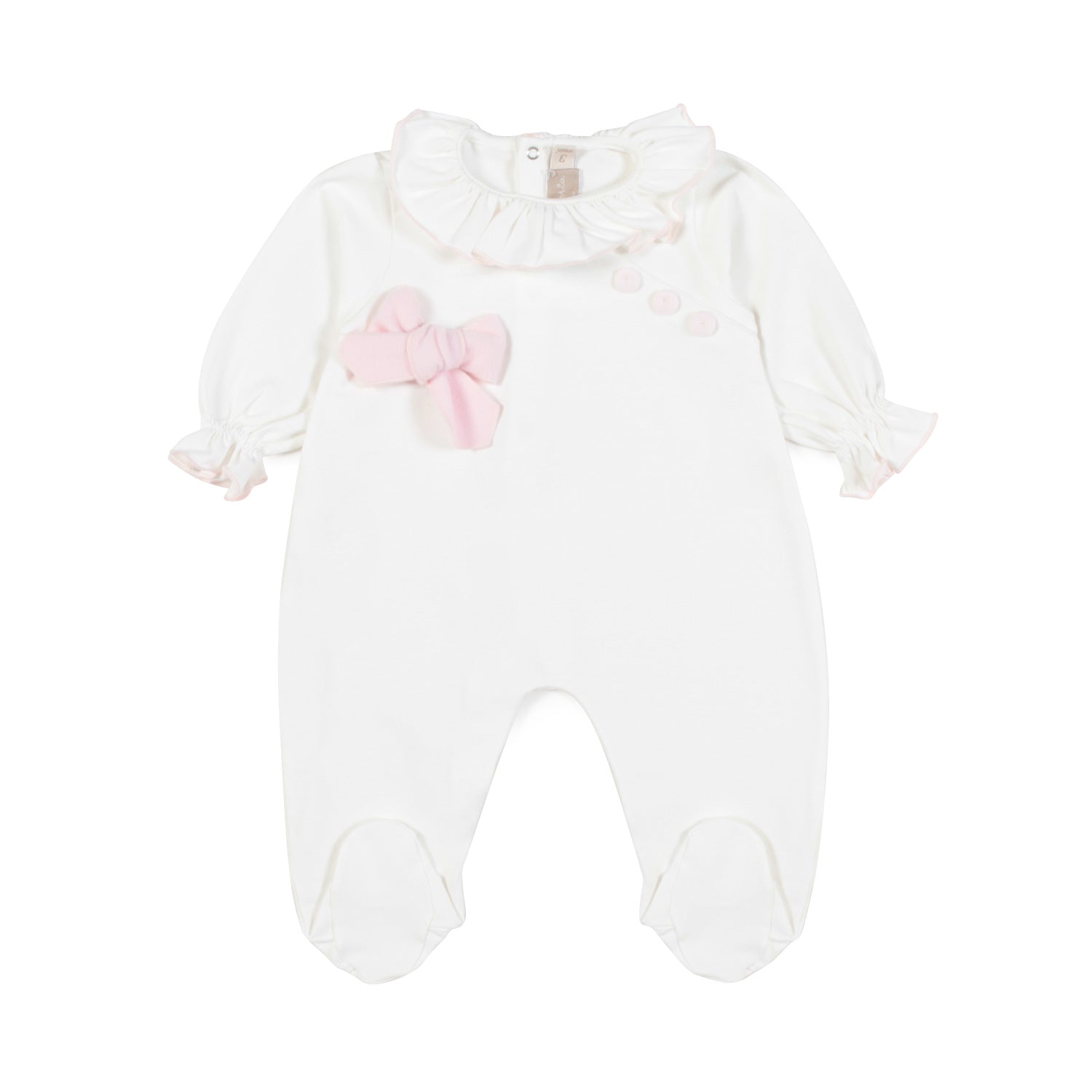 TUTINA BIANCA CON DETTAGLI ROSA NEONATA - annameglio.com abbigliamento moda