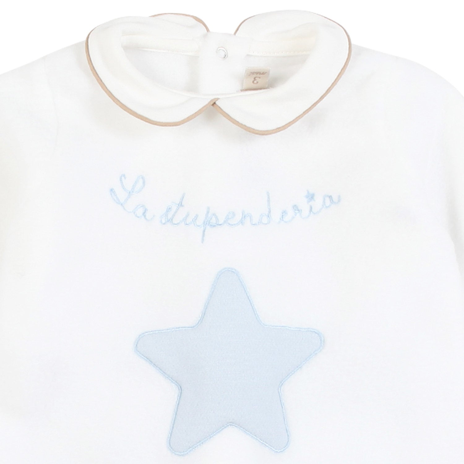 COMPLETO BIANCO E CELESTE CON STELLA NEONATO - annameglio.com abbigliamento moda