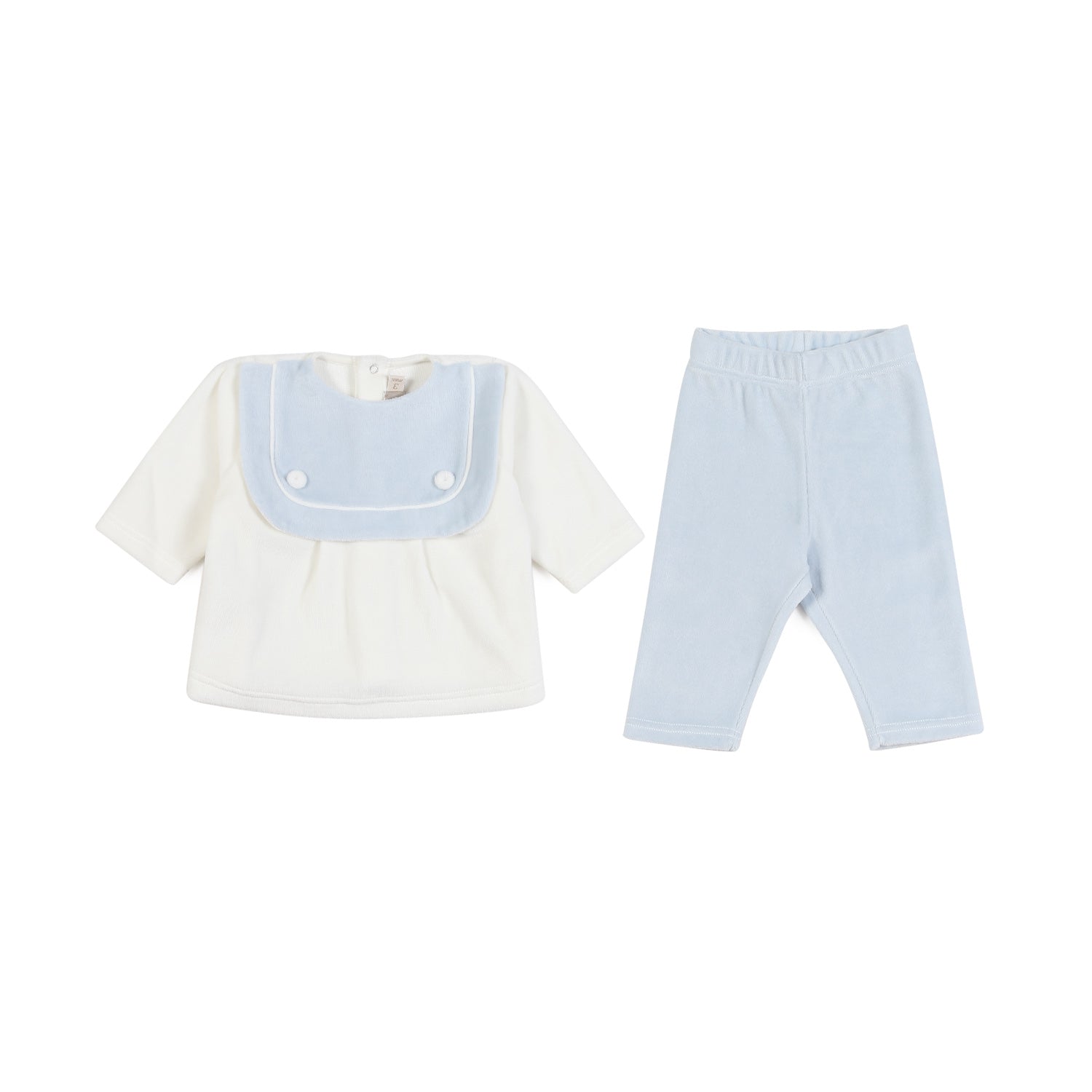 TUTINA 2 PEZZI BIANCA E CELESTE NEONATO - annameglio.com abbigliamento moda