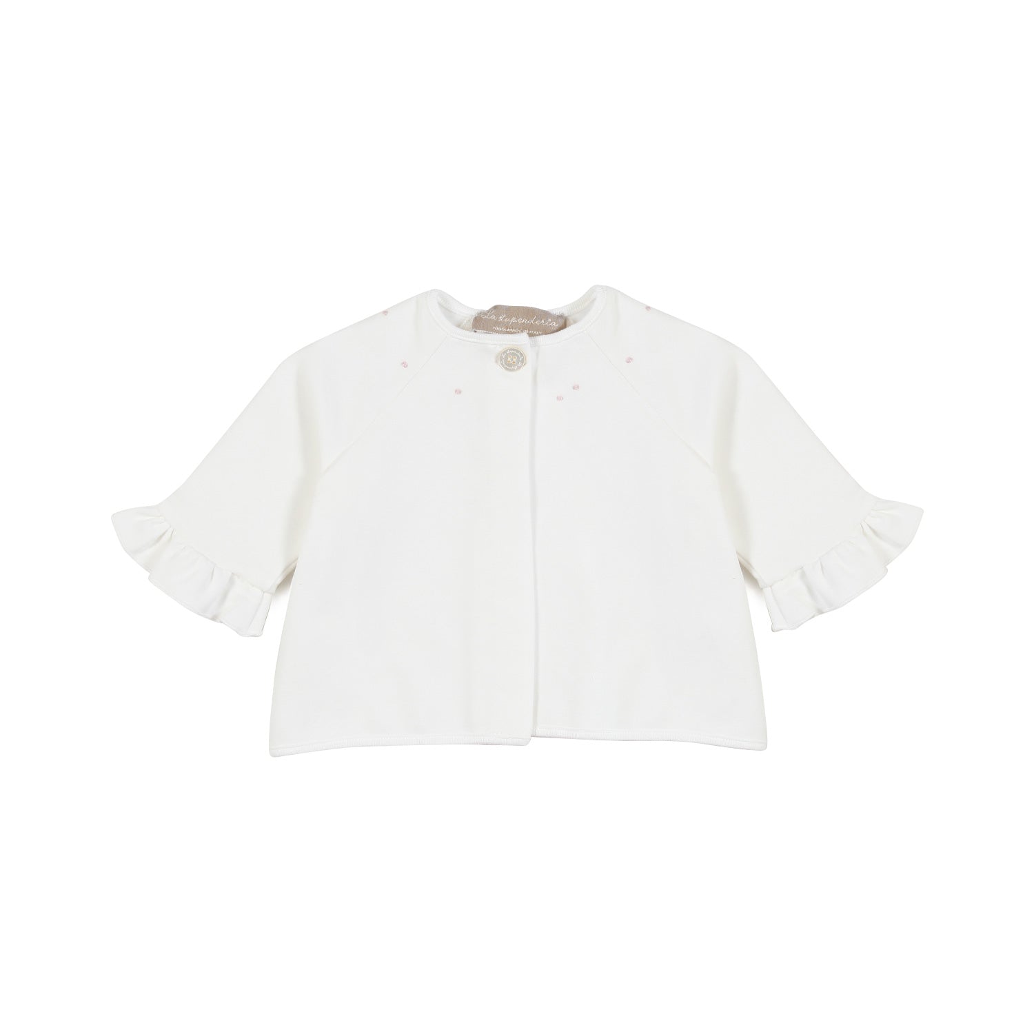 CARDIGAN JERSEY BIANCO CON RICAMI ROSA NEONATA - annameglio.com abbigliamento moda