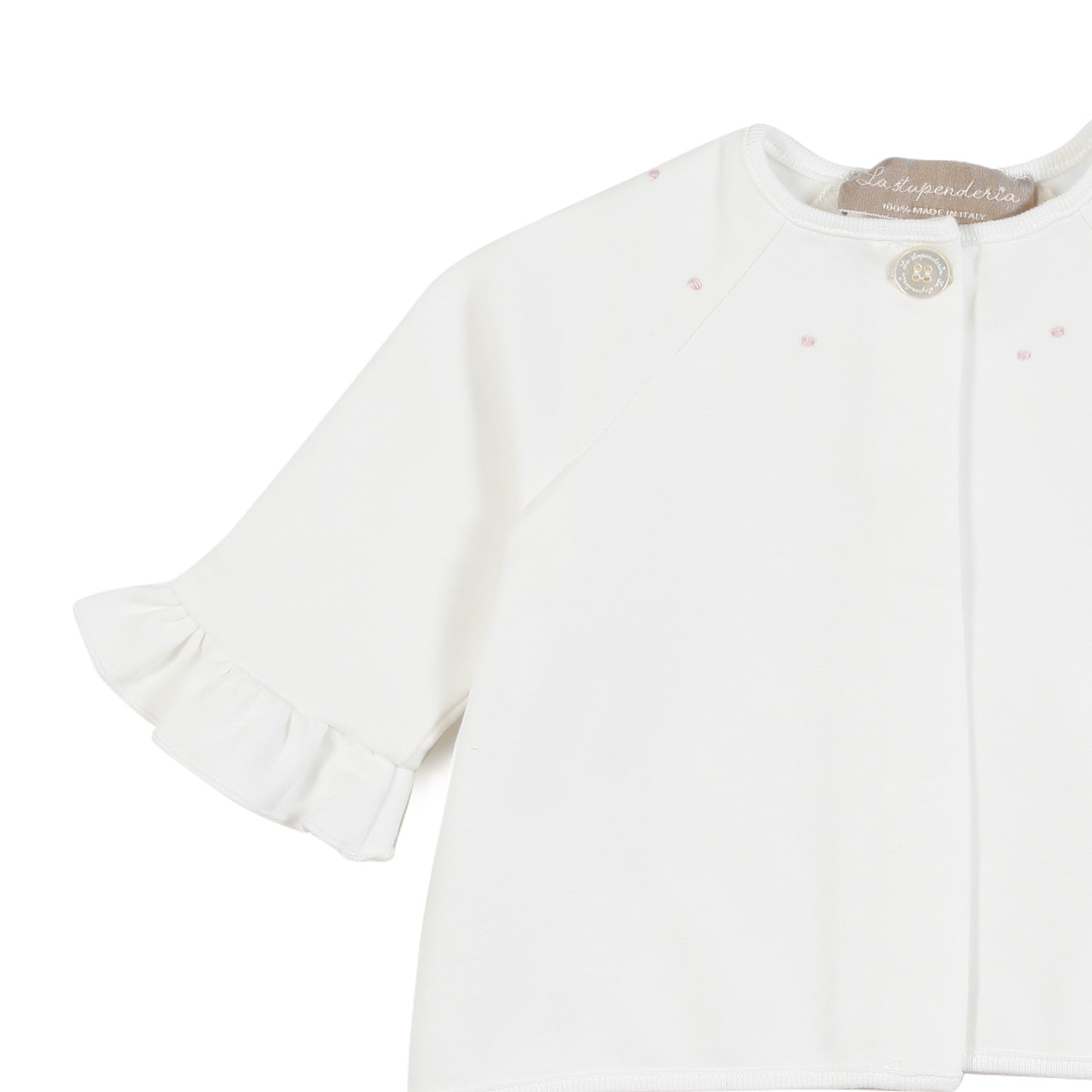 CARDIGAN JERSEY BIANCO CON RICAMI ROSA NEONATA - annameglio.com abbigliamento moda