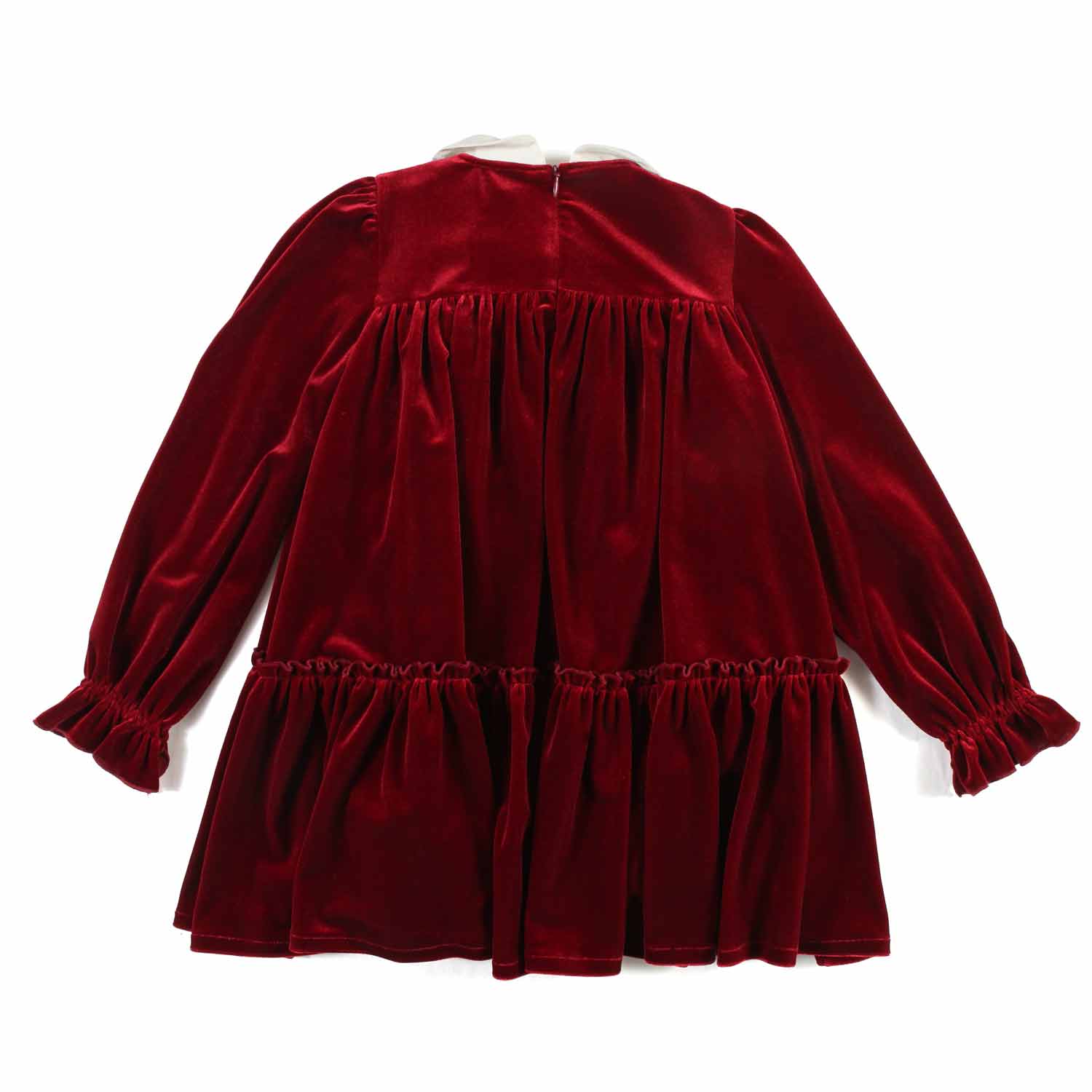 ABITO GLORIA DI VELLUTO ROSSO BURGUNDY BAMBINA - annameglio.com abbigliamento moda