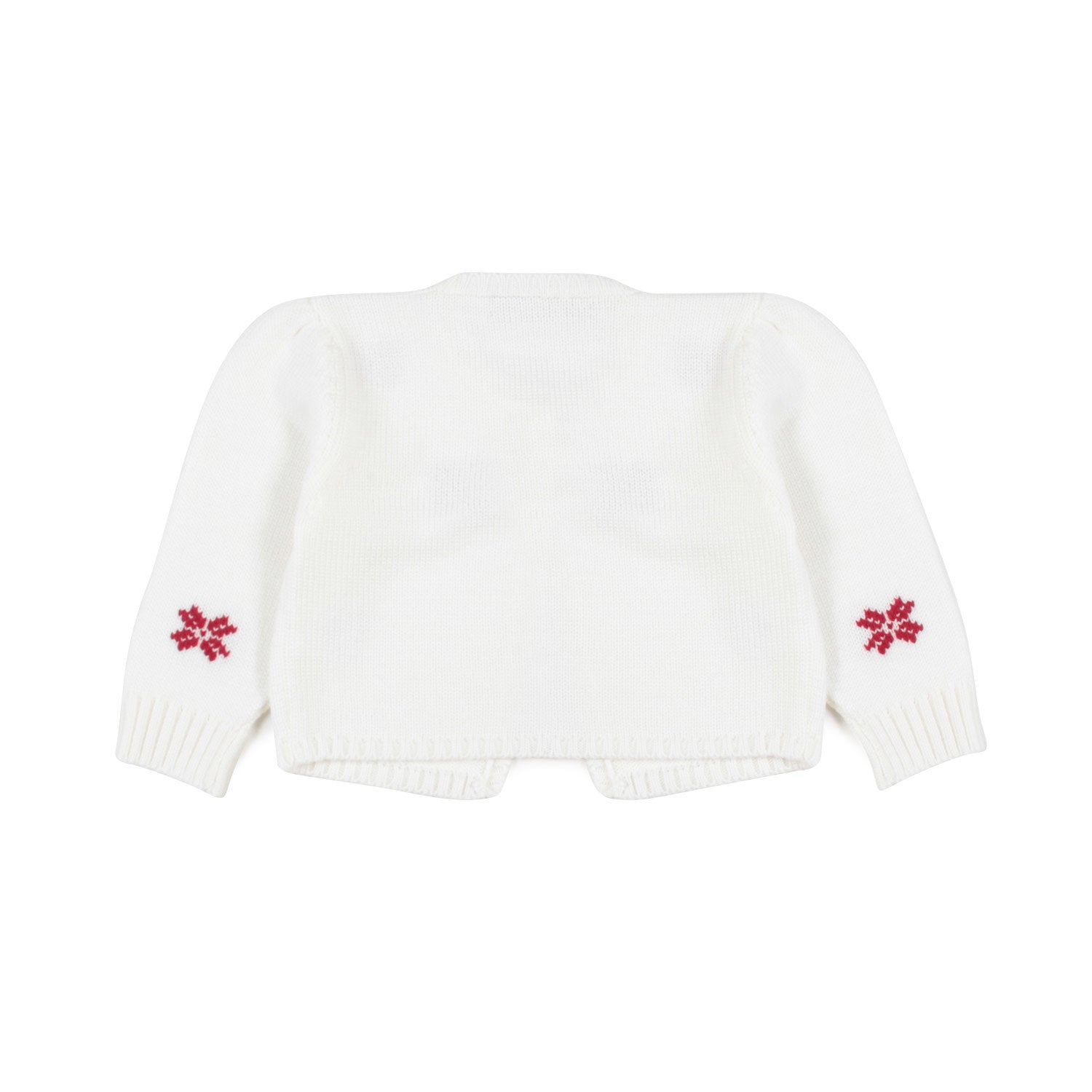 CARDIGAN BIANCO LATTE CON INTARSI ROSSI NEONATA - annameglio.com abbigliamento moda