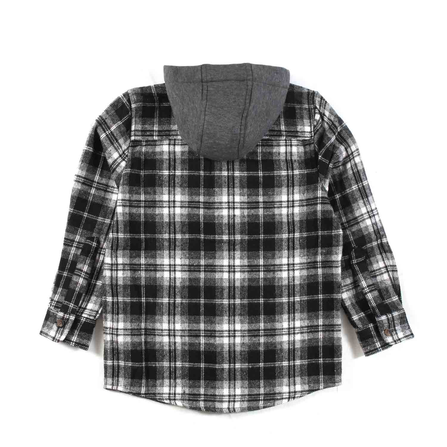 CAMICIA NERA E BIANCA A QUADRI CON CAPPUCCIO - annameglio.com abbigliamento moda