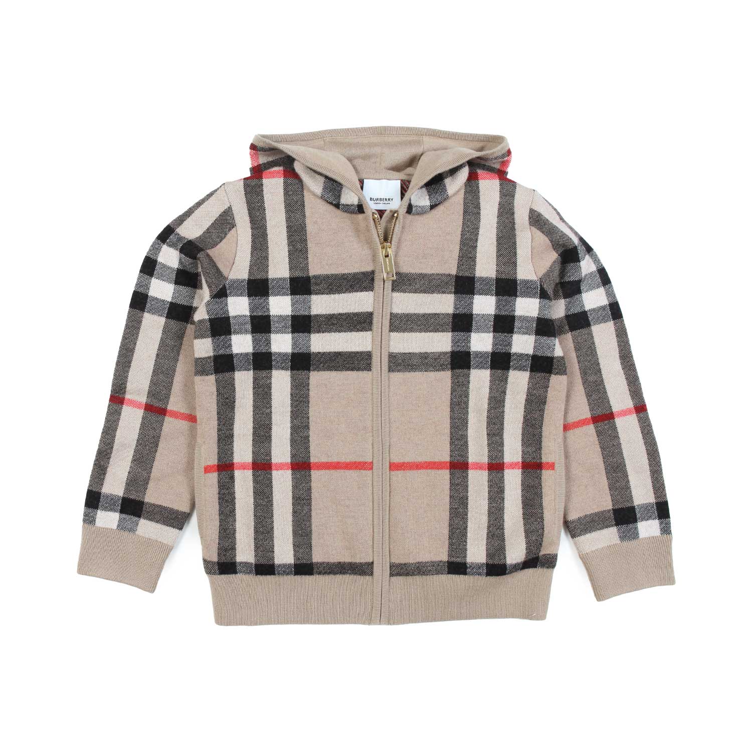 CARDIGAN BEIGE CHECK CON CAPPUCCIO UNISEX - annameglio.com abbigliamento moda