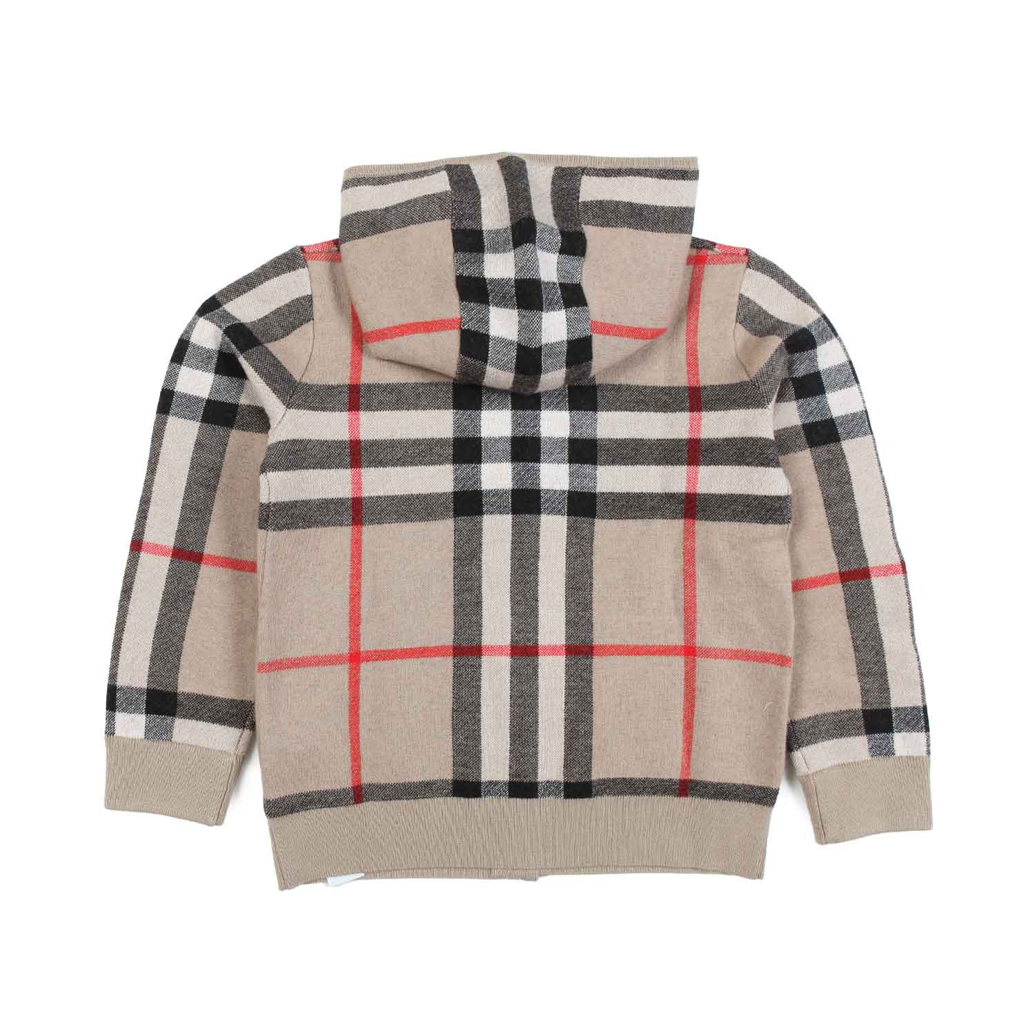 CARDIGAN BEIGE CHECK CON CAPPUCCIO UNISEX - annameglio.com abbigliamento moda