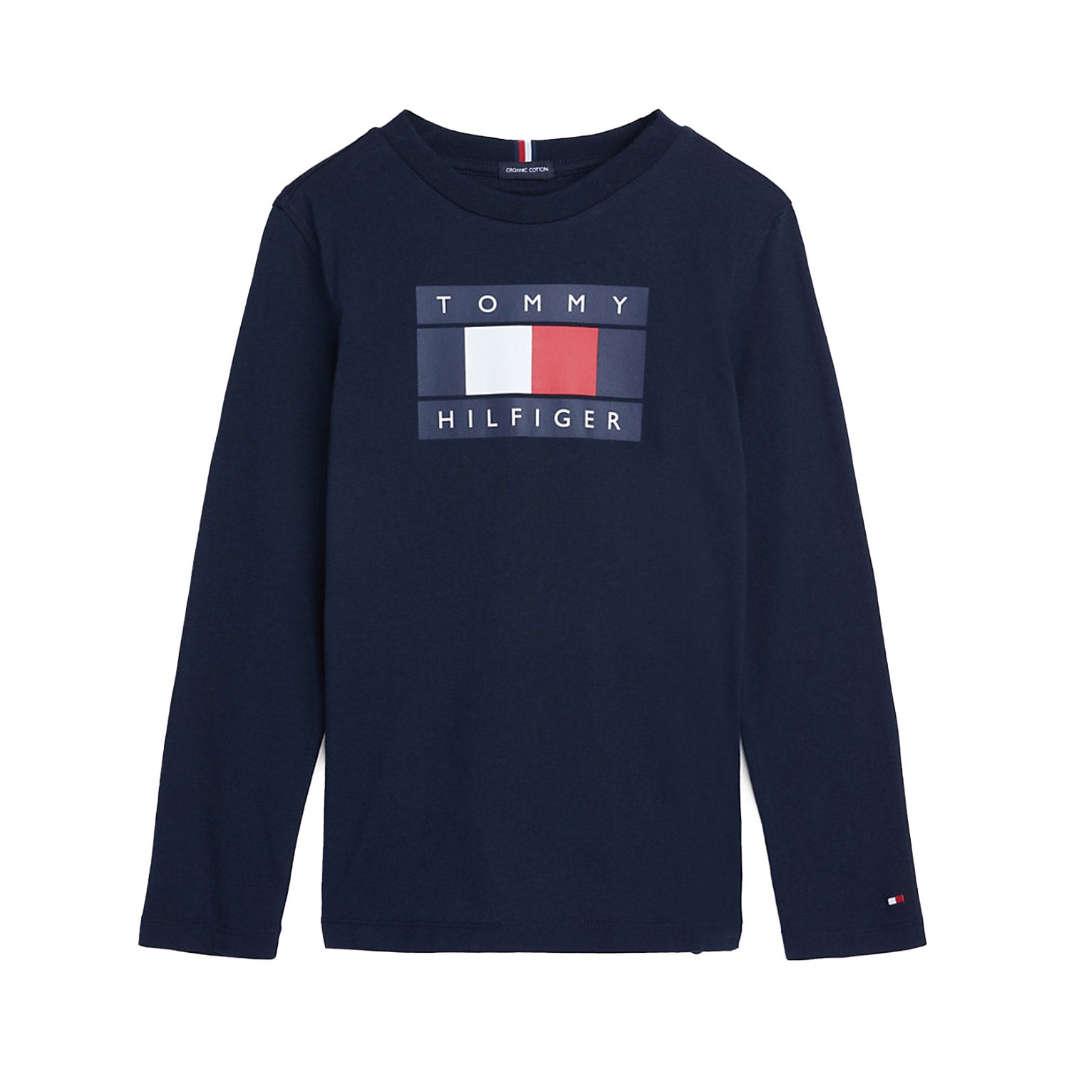 T-SHIRT MANICA LUNGA BLU NAVY CON BANDIERA TOMMY - annameglio.com abbigliamento moda