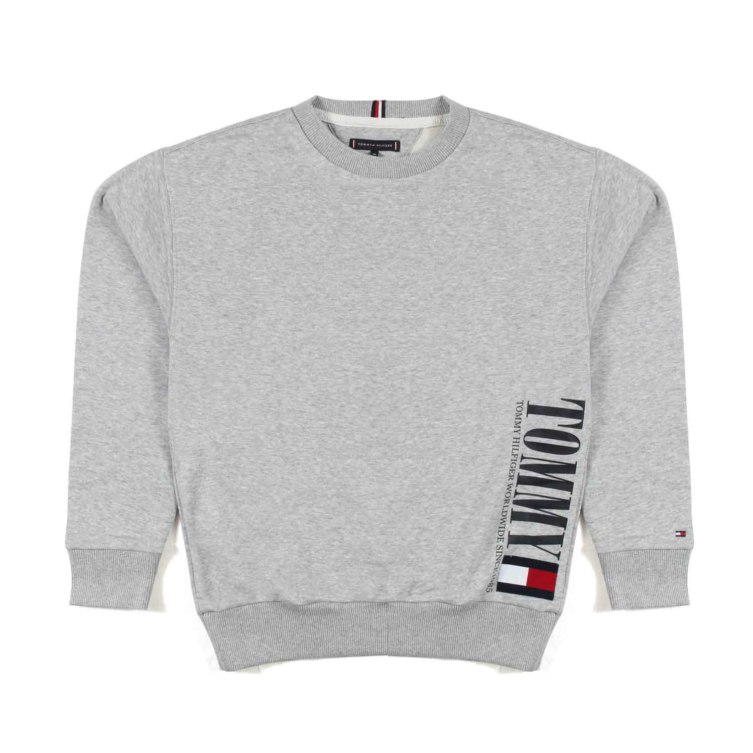 FELPA GRIGIO CHIARO MELANGE CON LOGO TOMMY - annameglio.com abbigliamento moda
