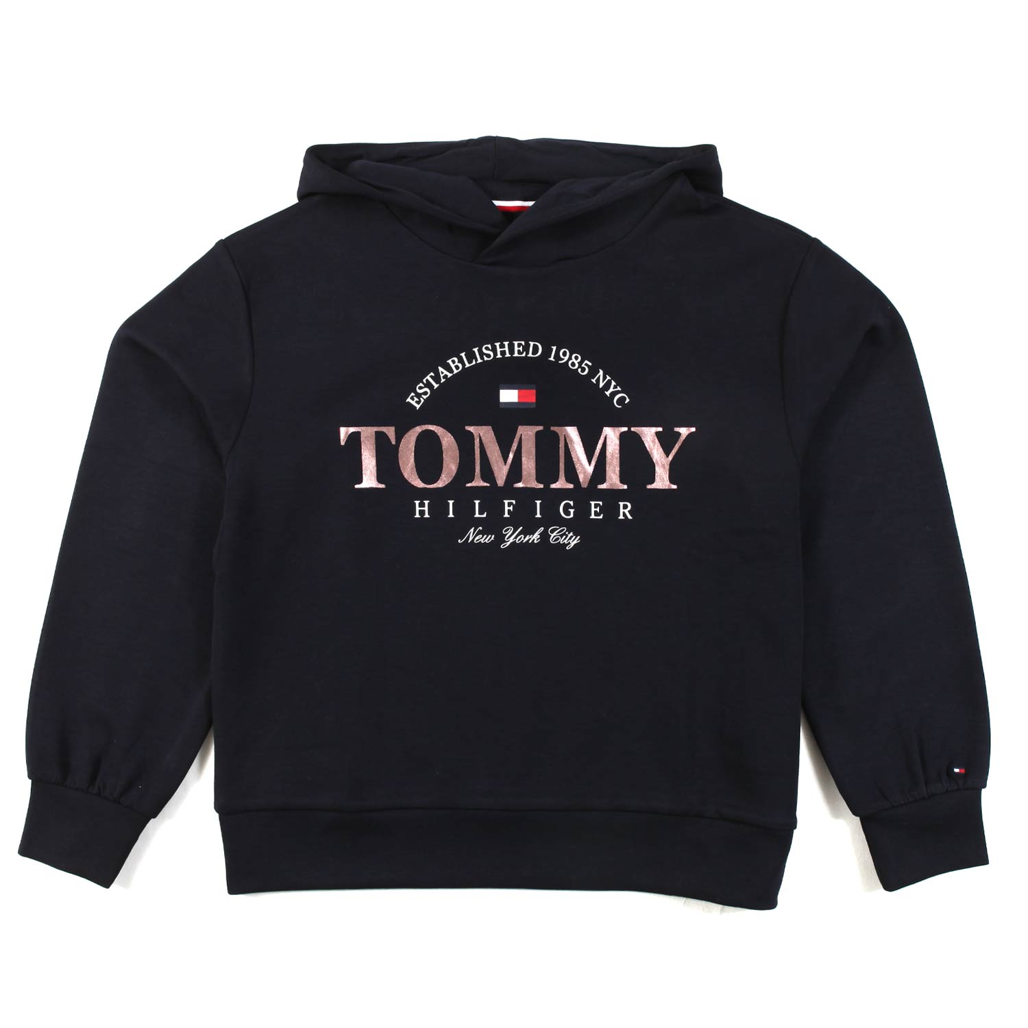 FELPA HOODIE BLU NAVY CON LOGO ROSA METALLIZZATO - annameglio.com abbigliamento moda