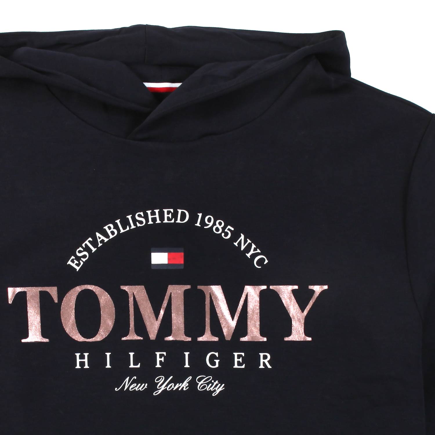 FELPA HOODIE BLU NAVY CON LOGO ROSA METALLIZZATO - annameglio.com abbigliamento moda