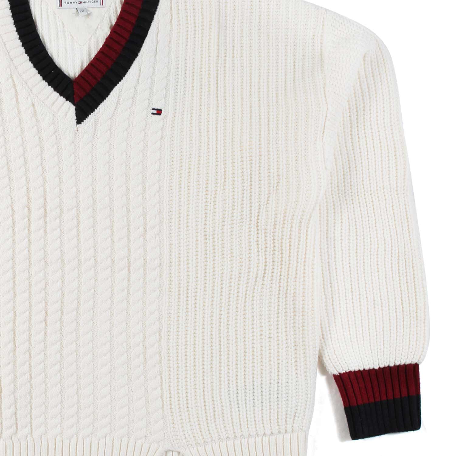 PULLOVER PANNA CON ORLI BLU NAVY E BORDEAUX - annameglio.com abbigliamento moda