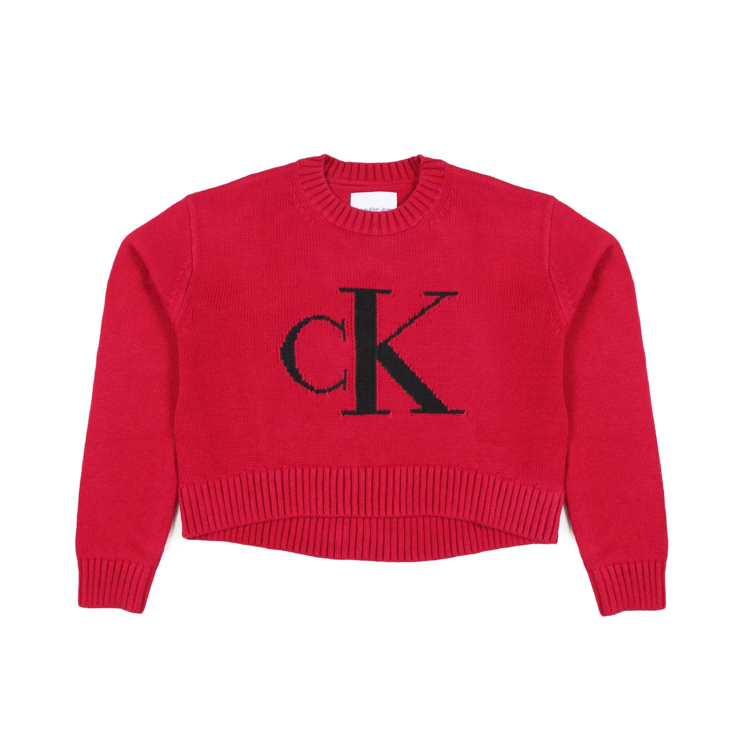 PULLOVER ROSSO CILIEGIA CON MAXI LOGO CK NERO - annameglio.com abbigliamento moda