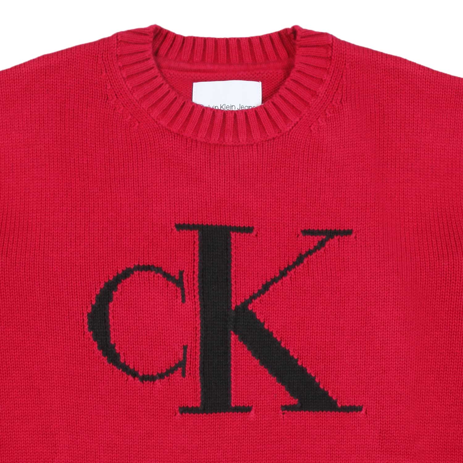 PULLOVER ROSSO CILIEGIA CON MAXI LOGO CK NERO - annameglio.com abbigliamento moda